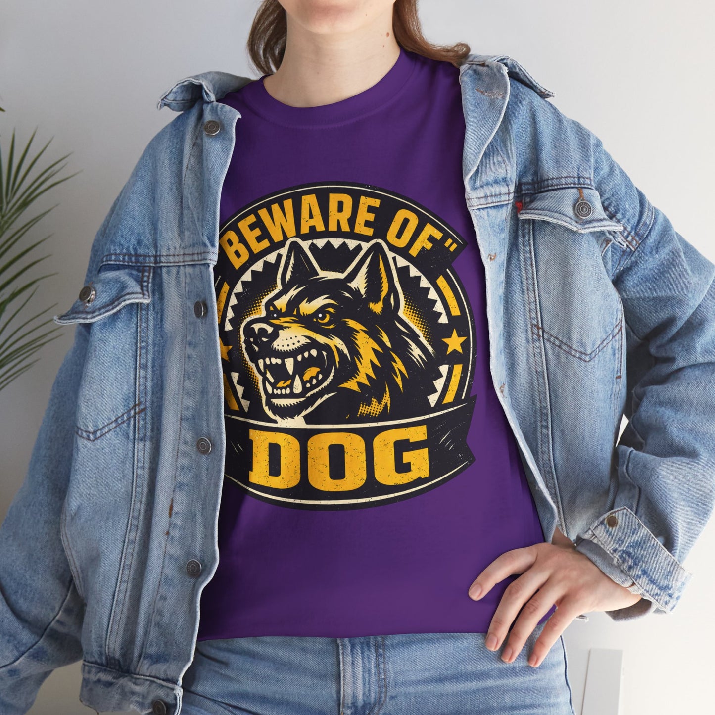 Beware of Dog T-Shirt — Retro Aggressive Dog Warning Graphic Tee Printify