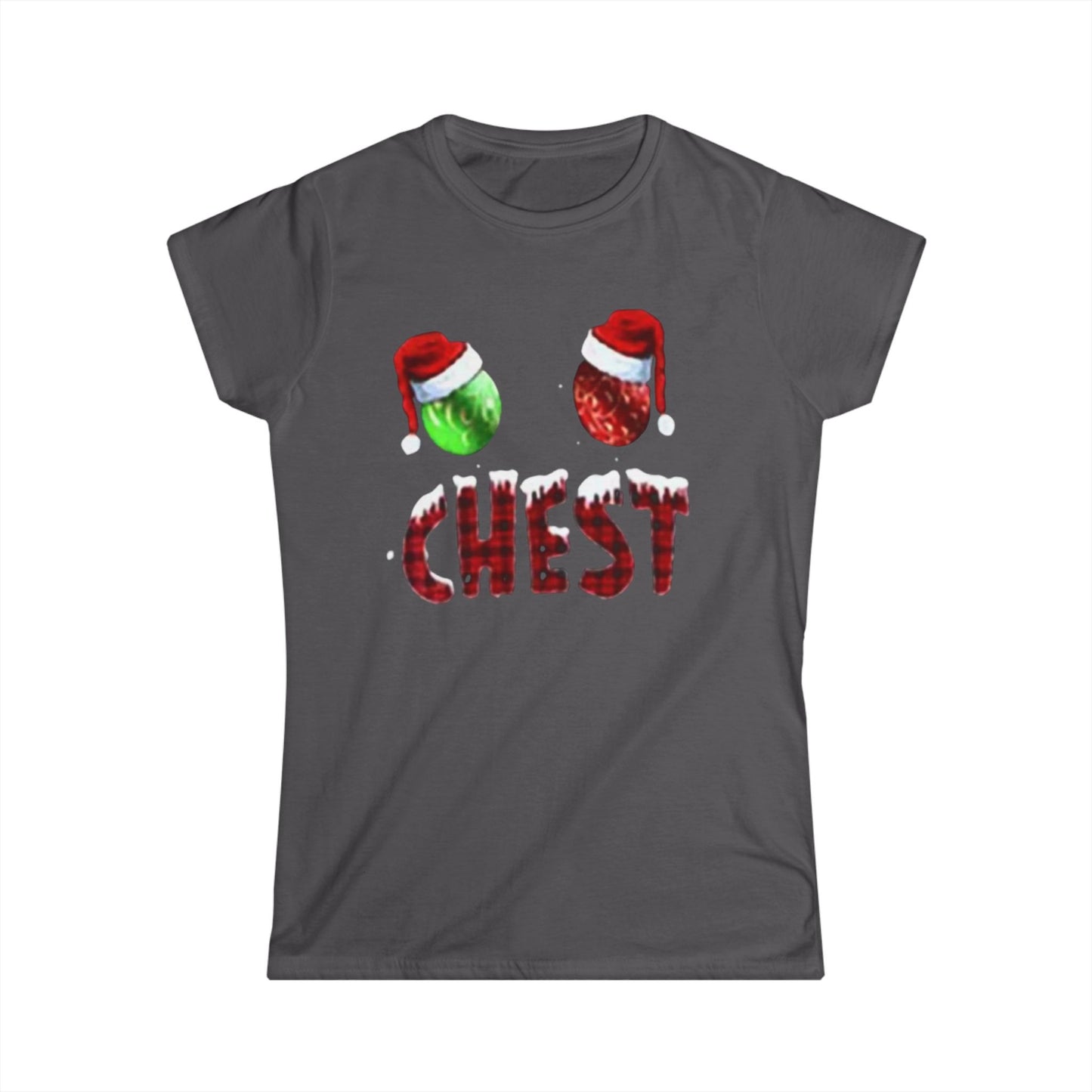 Chest Christmas Tee — Festive Ornaments & Santa Hats Holiday Shirt