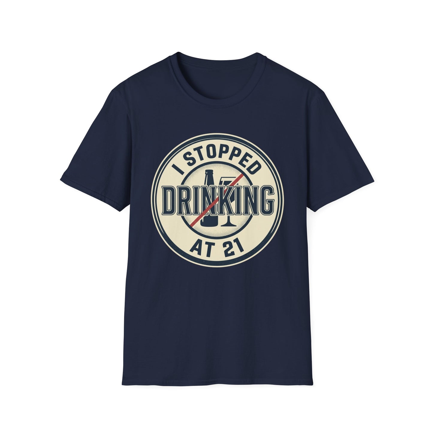 'Stopped Drinking at 21' Vintage Sobriety Shirt