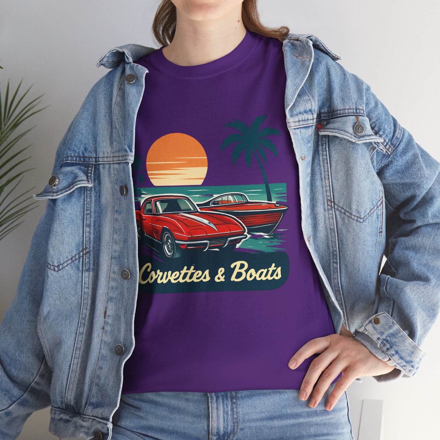 Corvettes & Boats Retro Sunset T‑Shirt
