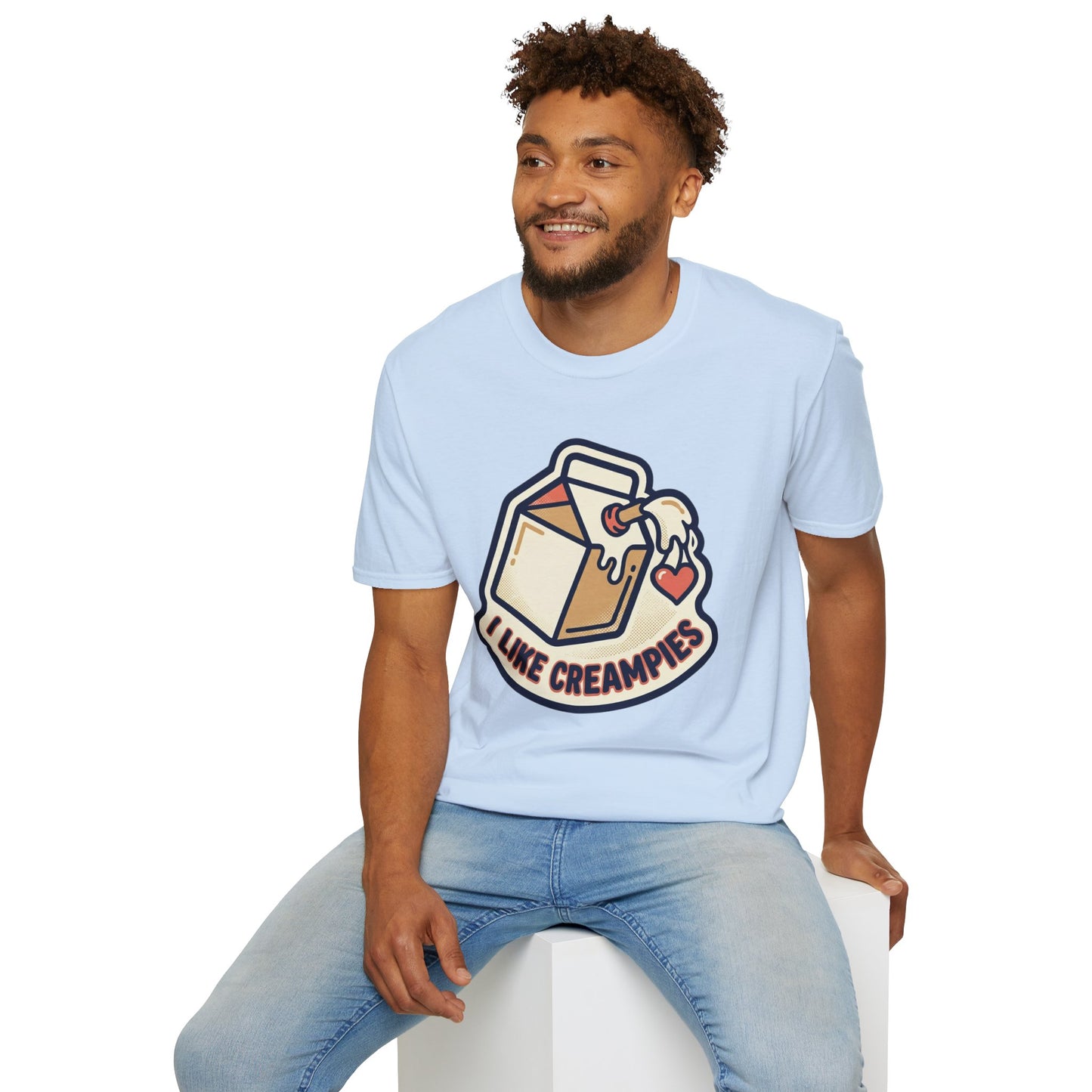 Cream Pie Cartoon T-Shirt — "I Like Creampies" Retro Milk Carton Graphic Tee