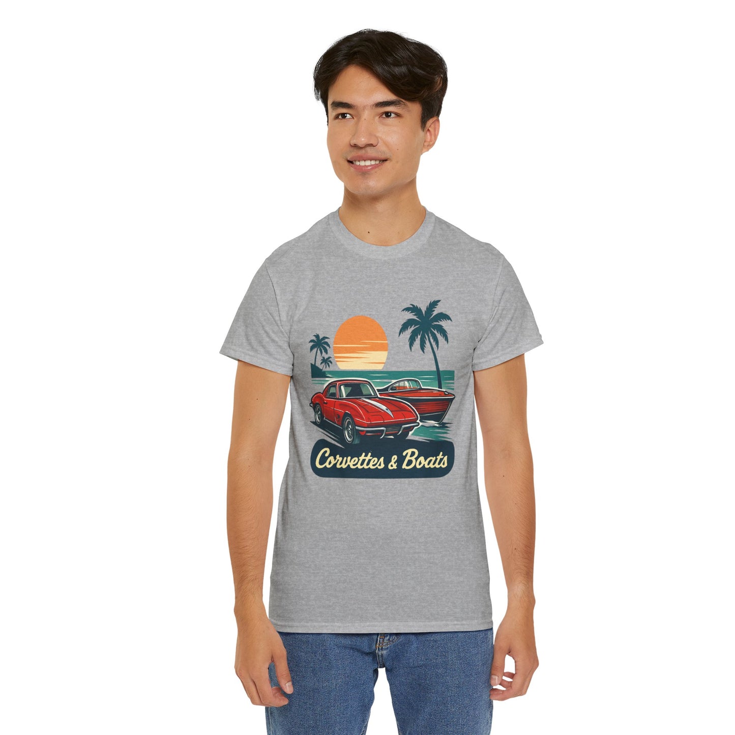 Corvettes & Boats Retro Sunset T‑Shirt