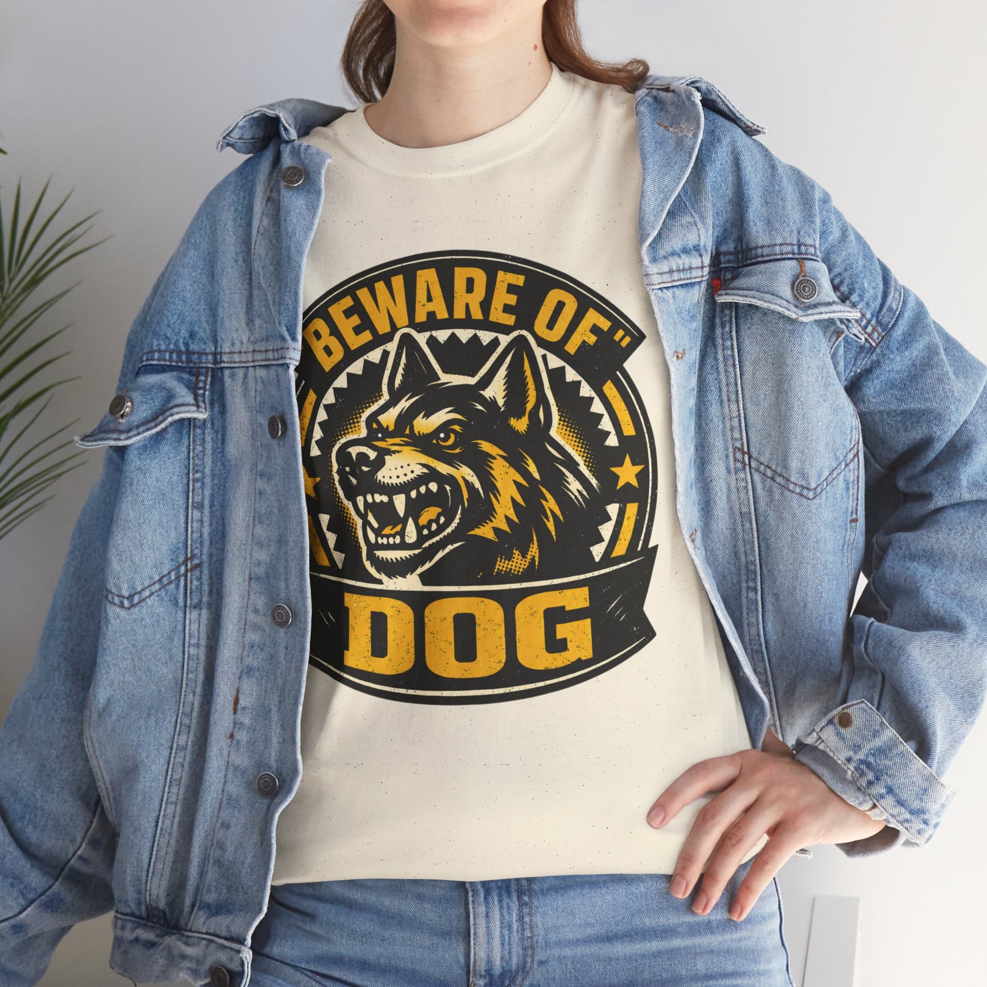 Beware of Dog T-Shirt — Retro Aggressive Dog Warning Graphic Tee Printify