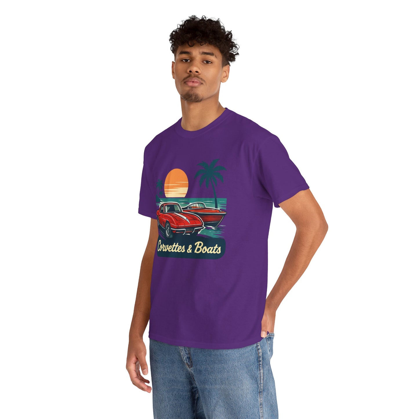 Corvettes & Boats Retro Sunset T‑Shirt