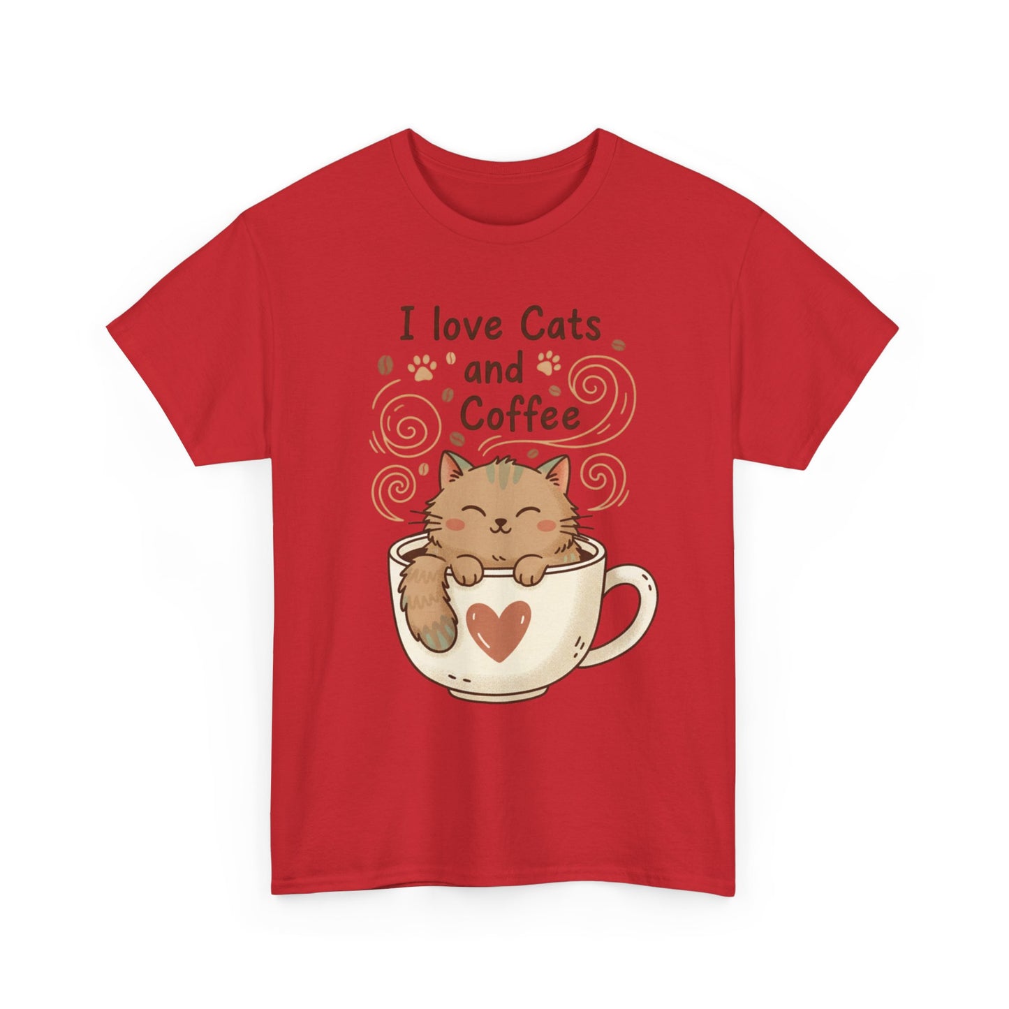 Cat and Coffee T‑Shirt — "I Love Cats and Coffee" Cute Cat in Mug Tee