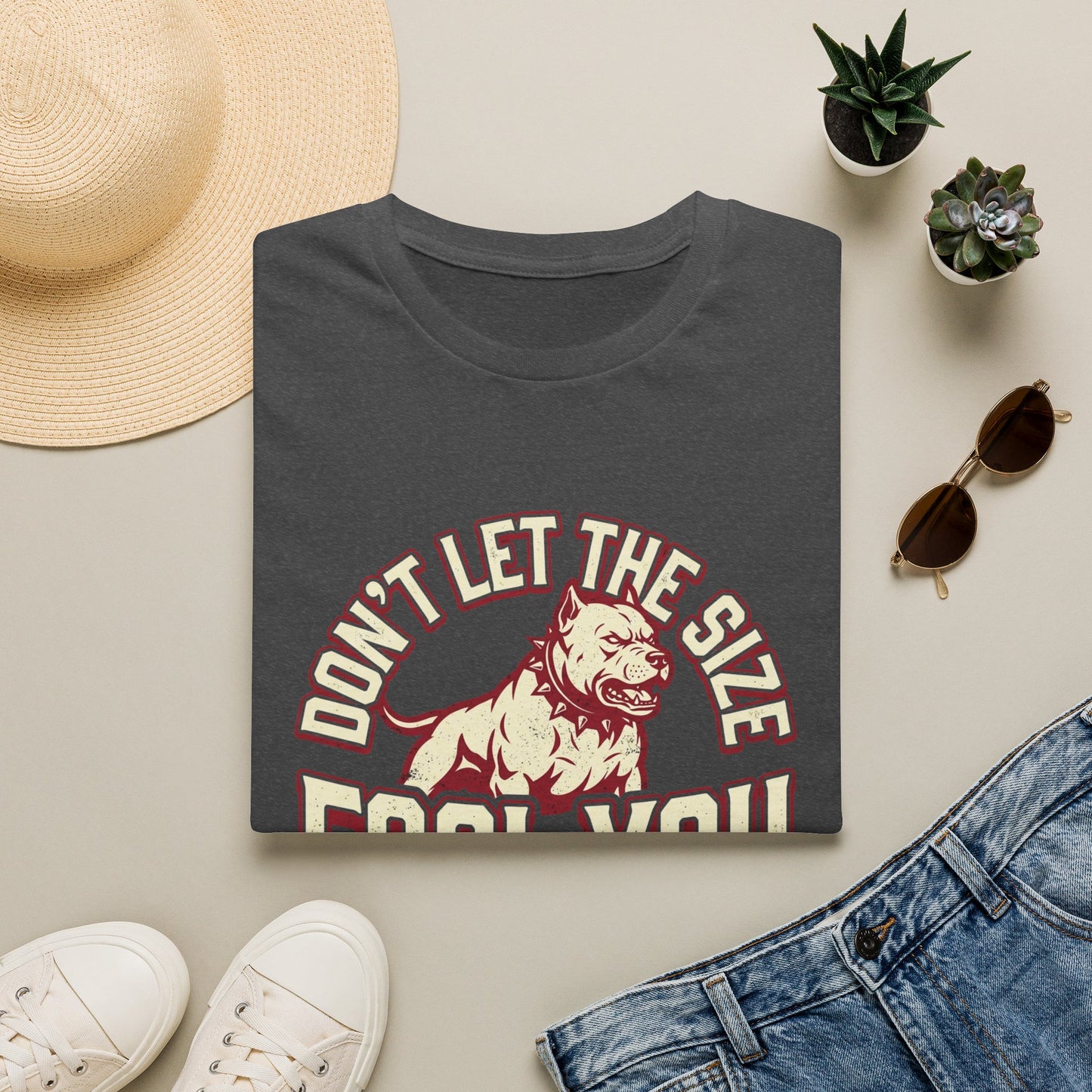 "Don’t Let The Size Fool You" Vintage Dog Tee-Pitbull Graphic T-Shirt
