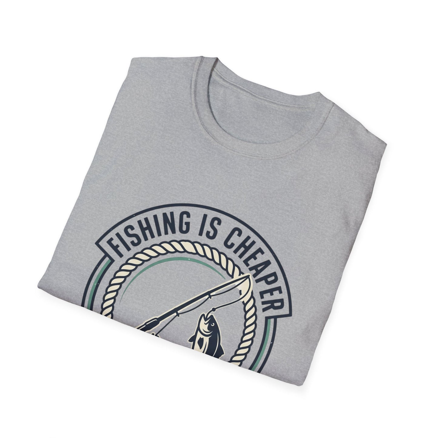 Fishing Is Cheaper Than Therapy T-Shirt — Funny Fishing Graphic Tee for Anglers