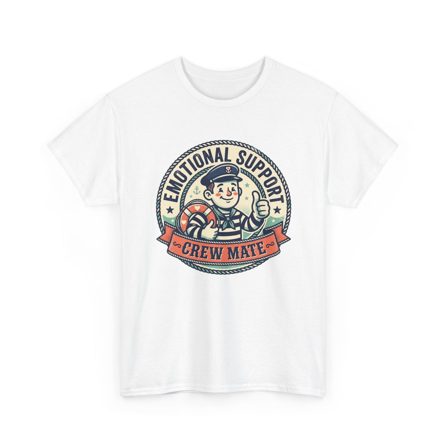 Emotional Support Crew Mate T‑Shirt — Retro Nautical Crewmate Tee Printify