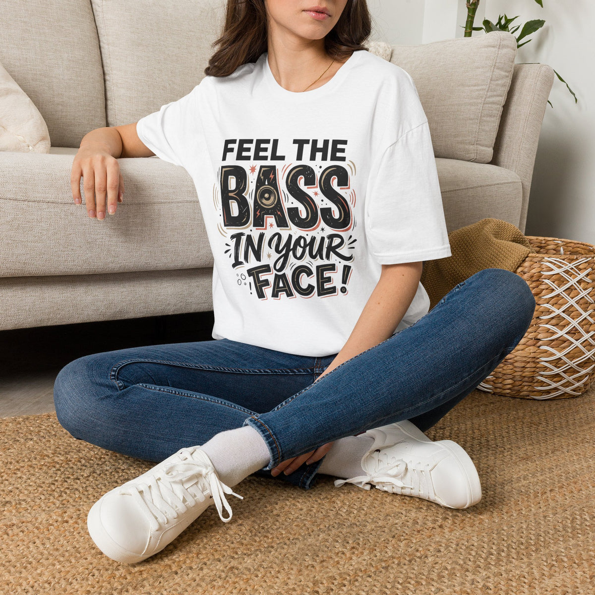 Feel the Bass In Your Face T-Shirt — Graphic Music Lover Tee