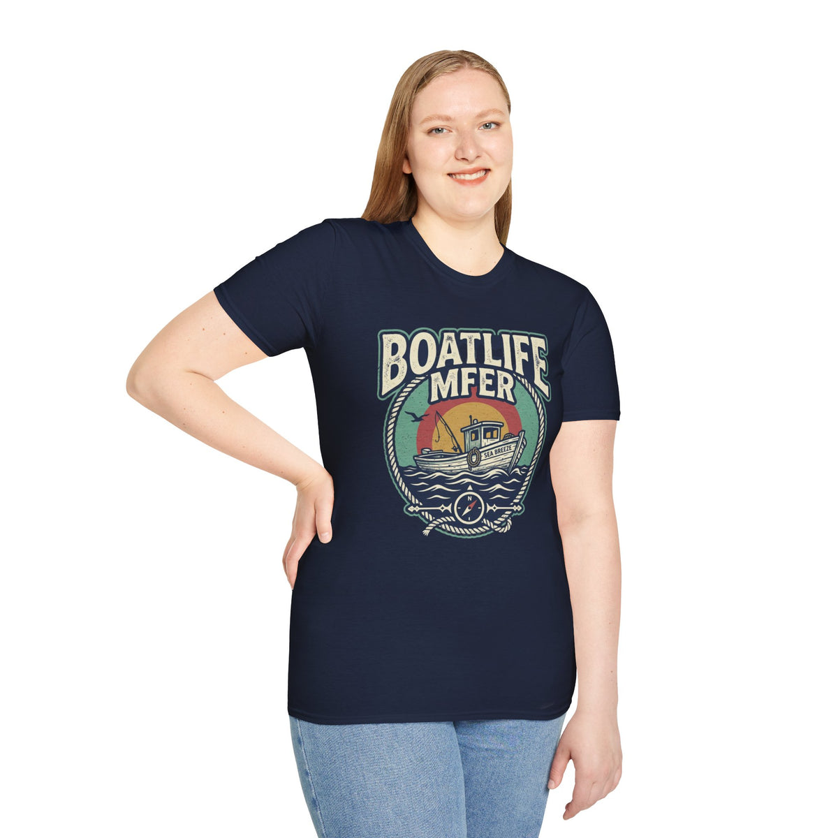 Boat Life T-Shirt – Vintage Fishing Boat Graphic 'Boat Life MFER' Tee