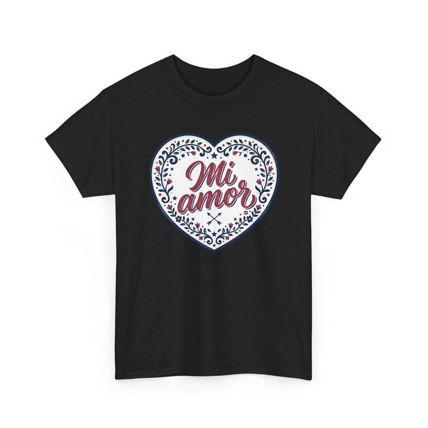 Mi Amor Heart T-Shirt — Romantic Floral Graphic Tee for Valentine’s Day