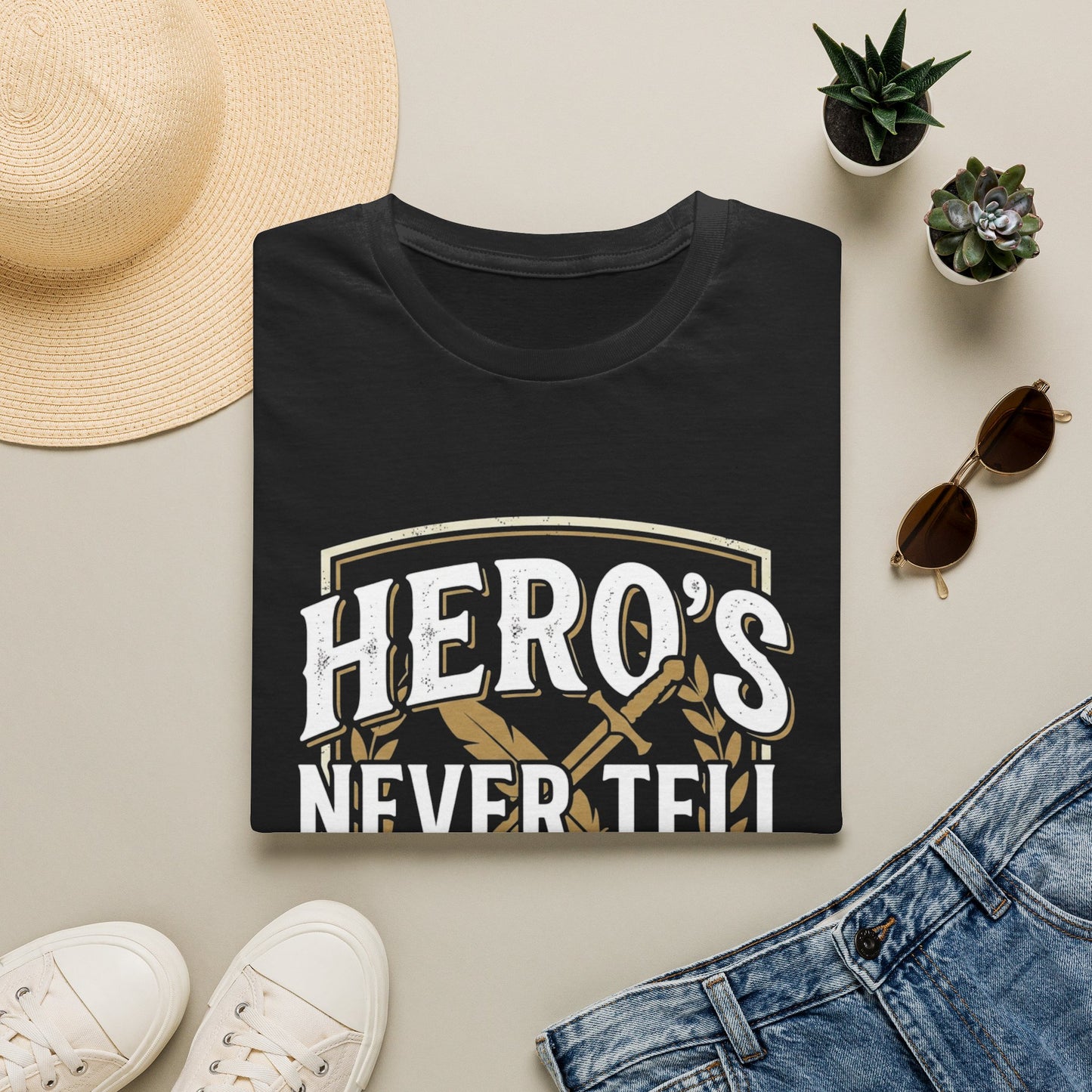Hero's Never Tell T-Shirt — 'Hero's Never Tell Their Own Story' Graphic Tee for Veterans & First Responders