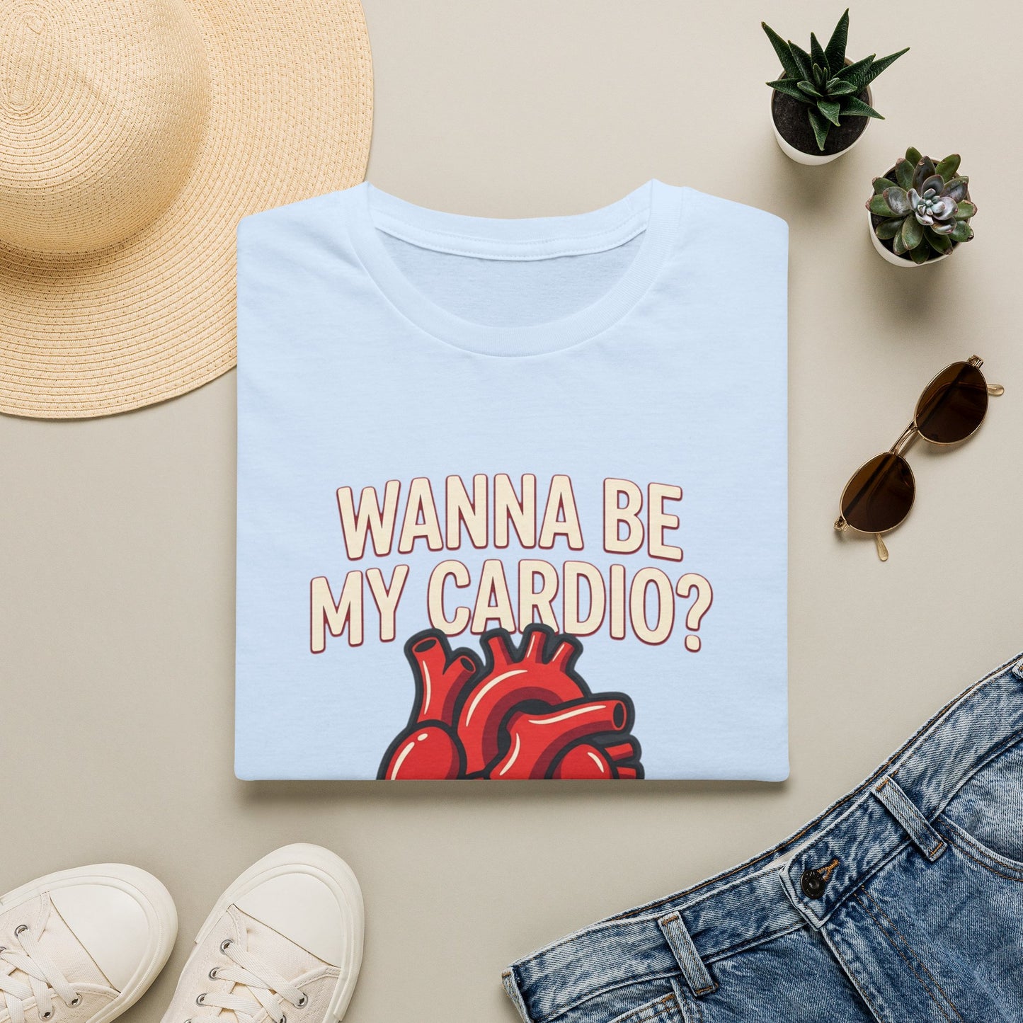 Wanna Be My Cardio? T-Shirt — Cute Anatomical Heart Graphic Tee