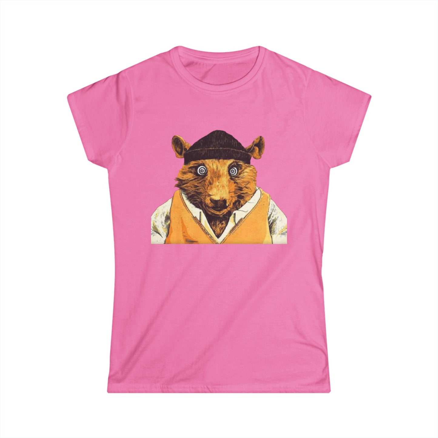 Beaver Portrait Tee — Retro Dressed Animal Graphic Women's Shirt