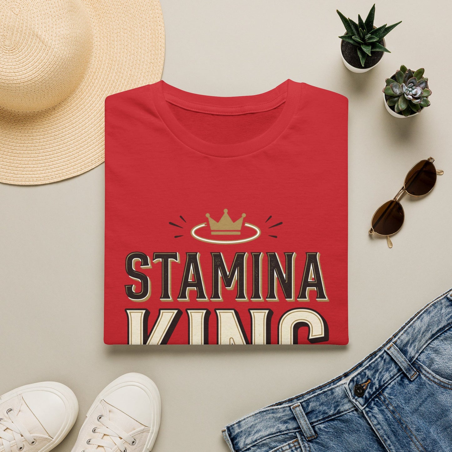 Stamina King T-Shirt — Bold Crown Fitness Tee for Workout Motivation