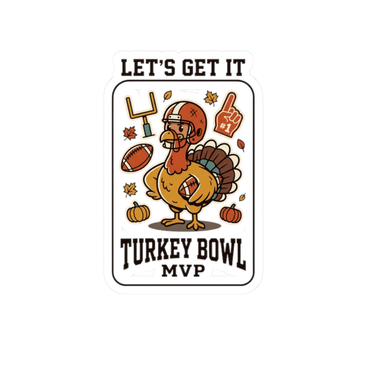 Turkey Bowl MVP Sticker | Thanksgiving football, fall turkey decal