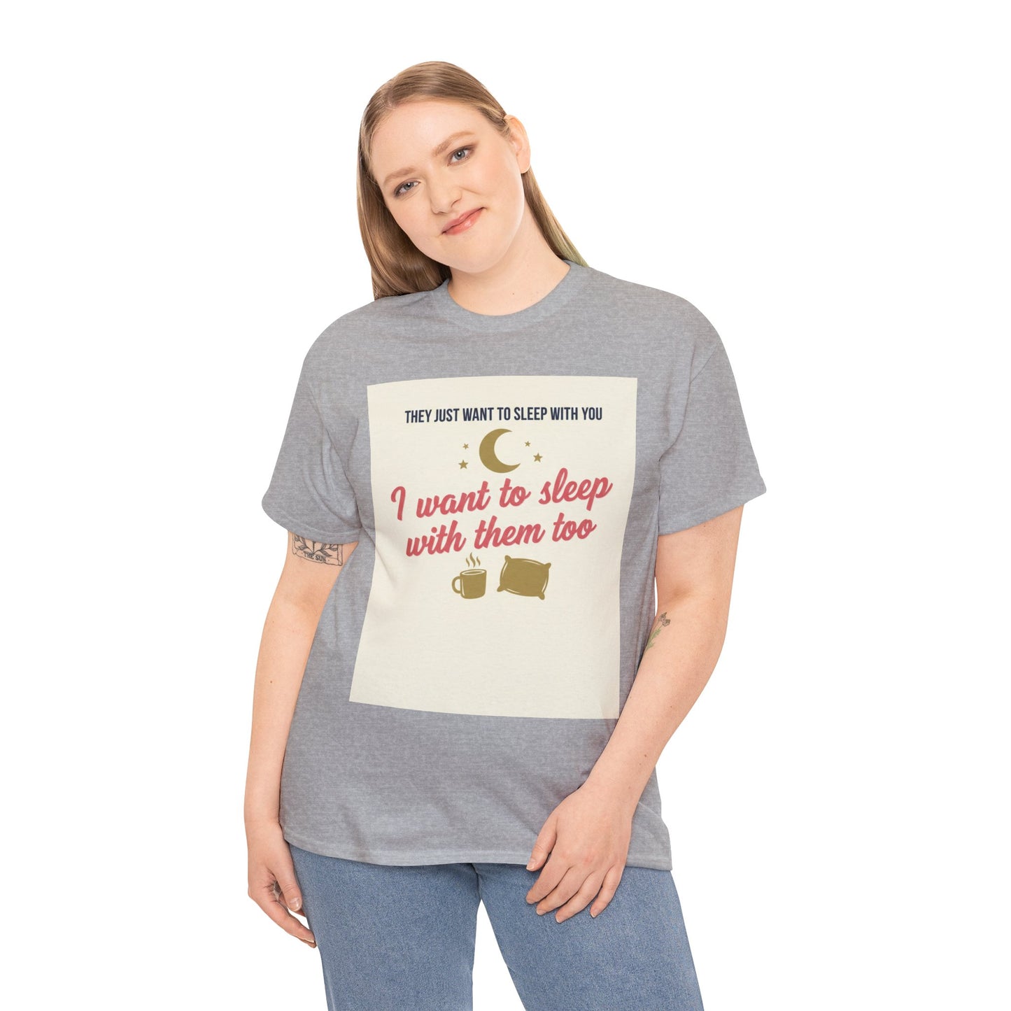 Sleepy Cats T-Shirt — "I Want to Sleep with Them Too" Cute Nighttime Pet Tee