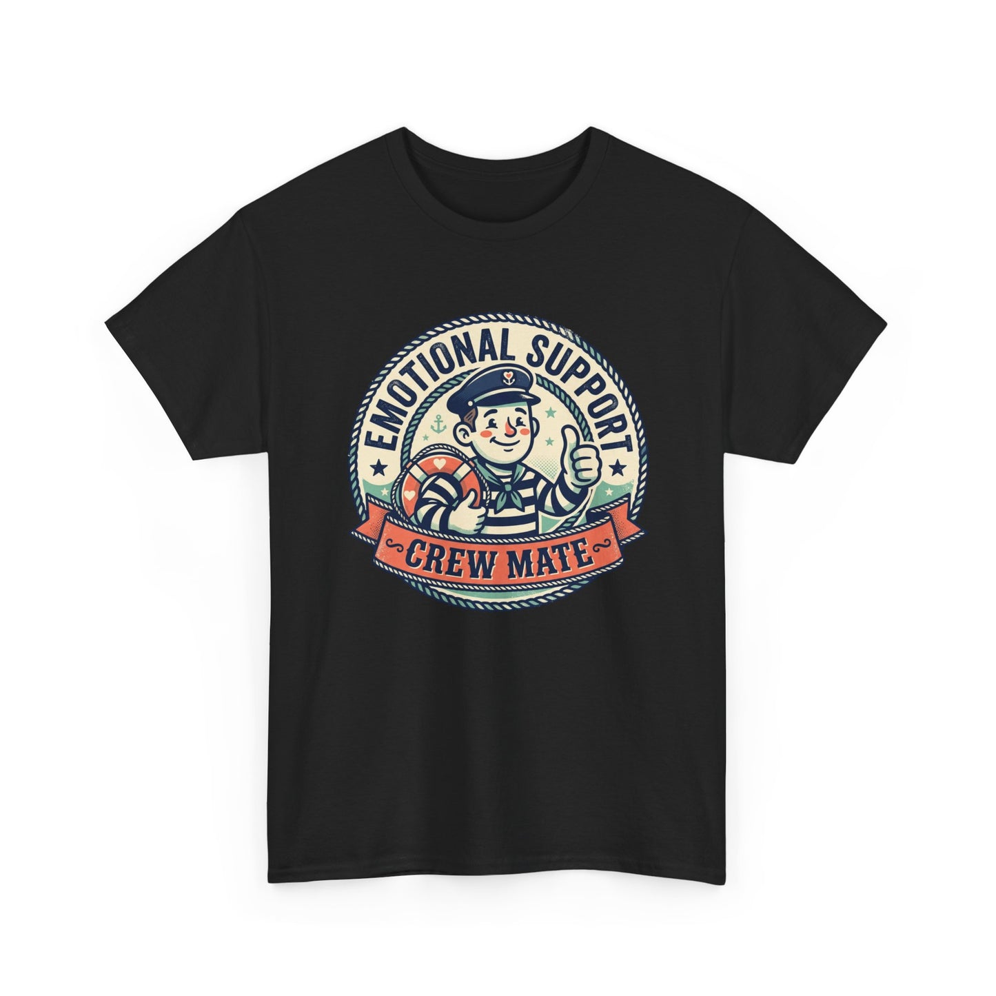 Emotional Support Crew Mate T‑Shirt — Retro Nautical Crewmate Tee Printify