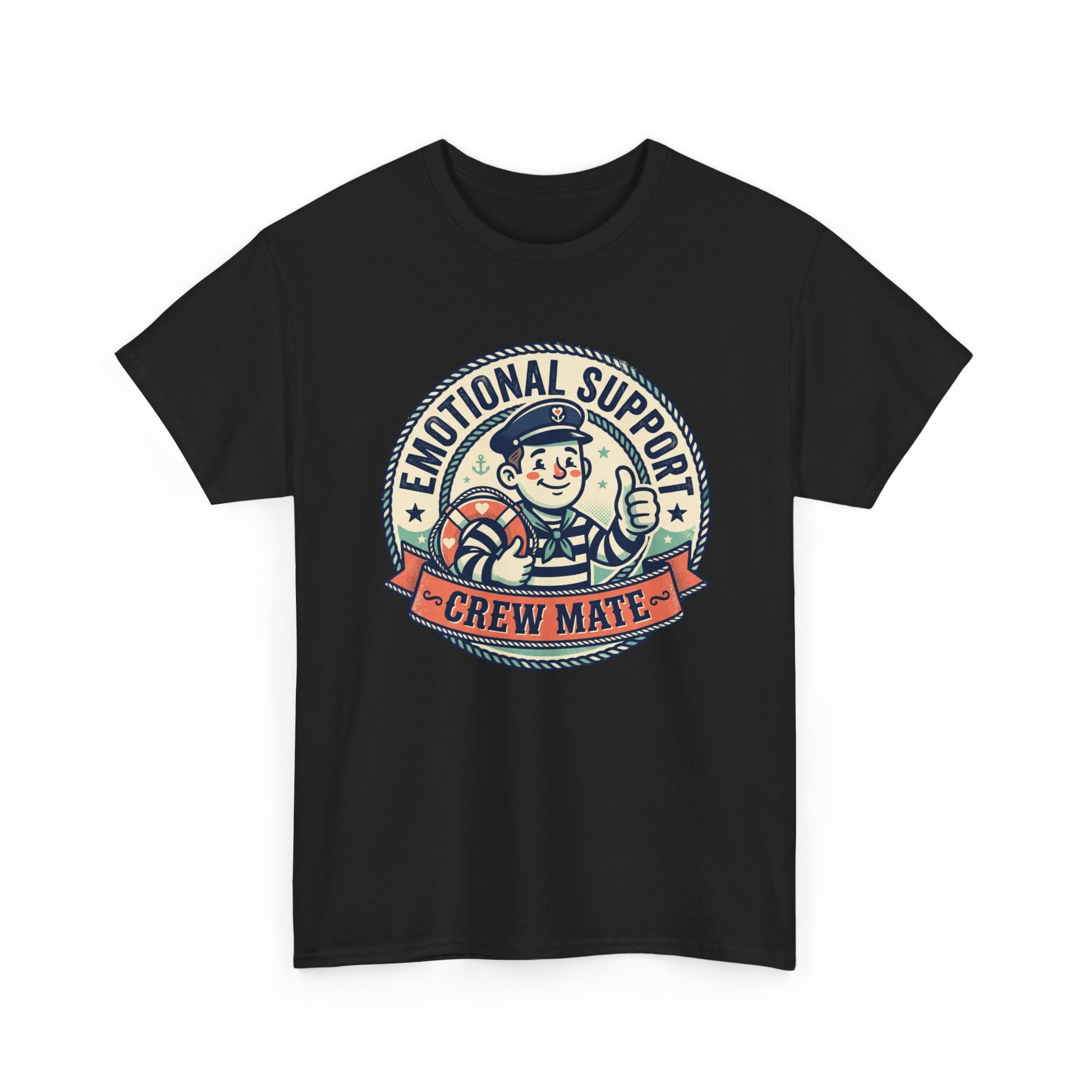 Emotional Support Crew Mate T‑Shirt — Retro Nautical Crewmate Tee Printify