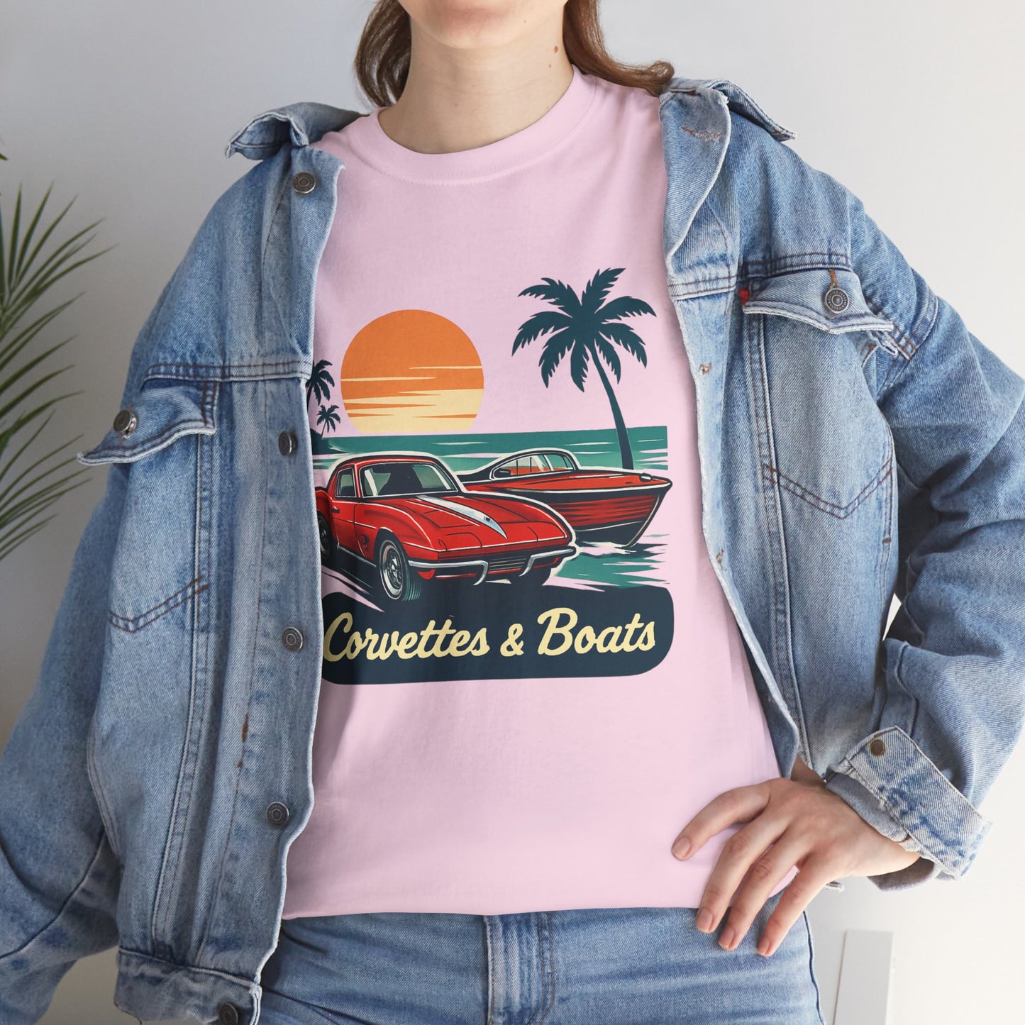 Corvettes & Boats Retro Sunset T‑Shirt