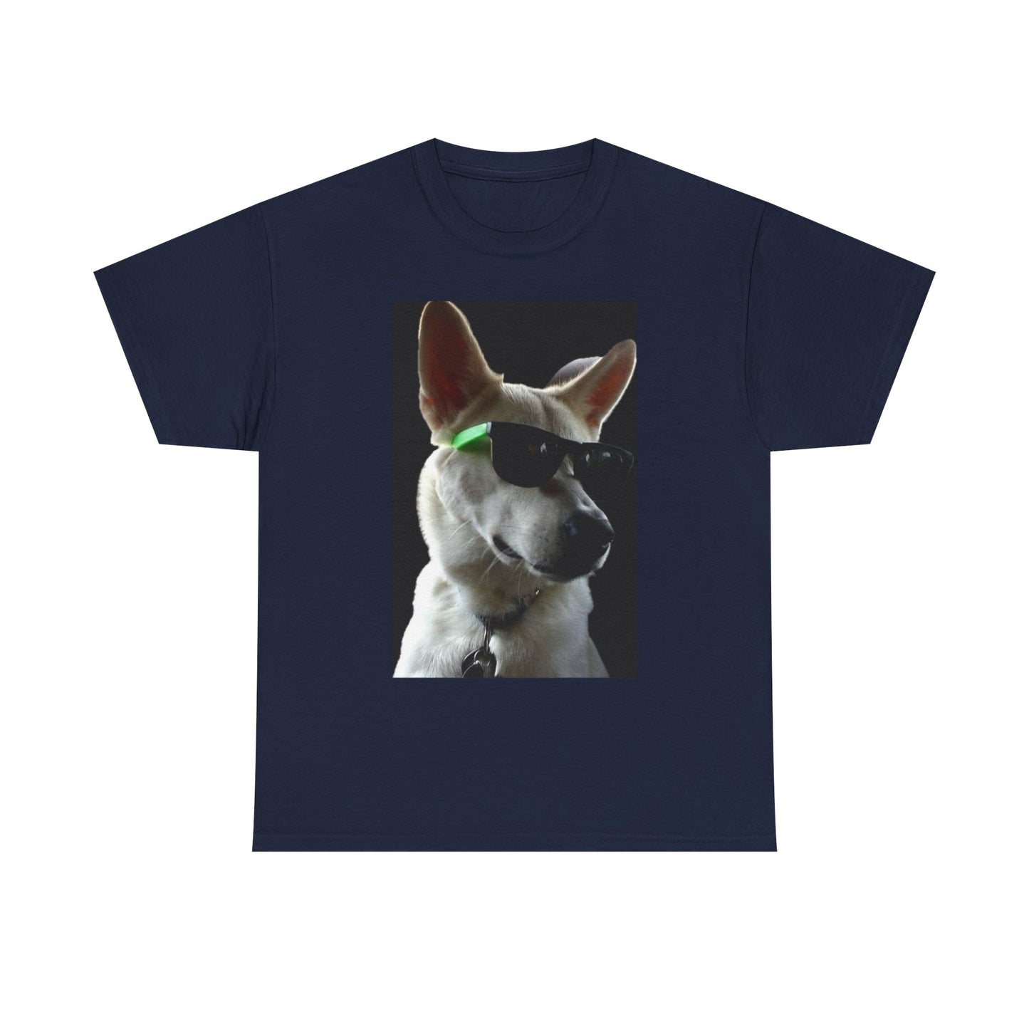 Cyberpunk Dog Photo Tee — Futuristic Bull Terrier Graphic T-Shirt Printify
