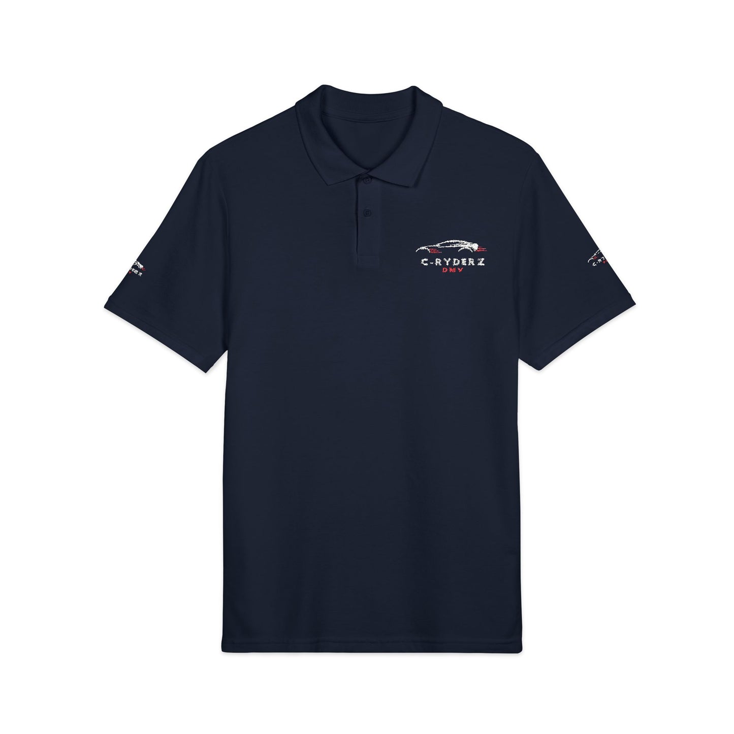 C-RYDERZ Embroidered Black Polo — 'Never Give Up' Heartbeat Logo Printify