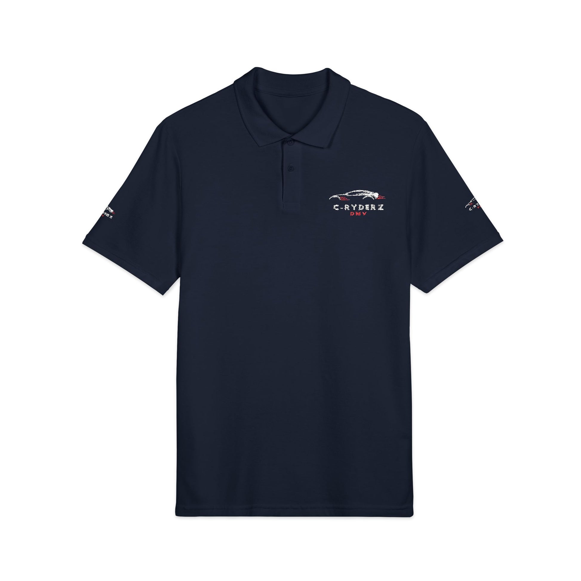 C-RYDERZ Embroidered Black Polo — 'Never Give Up' Heartbeat Logo Printify