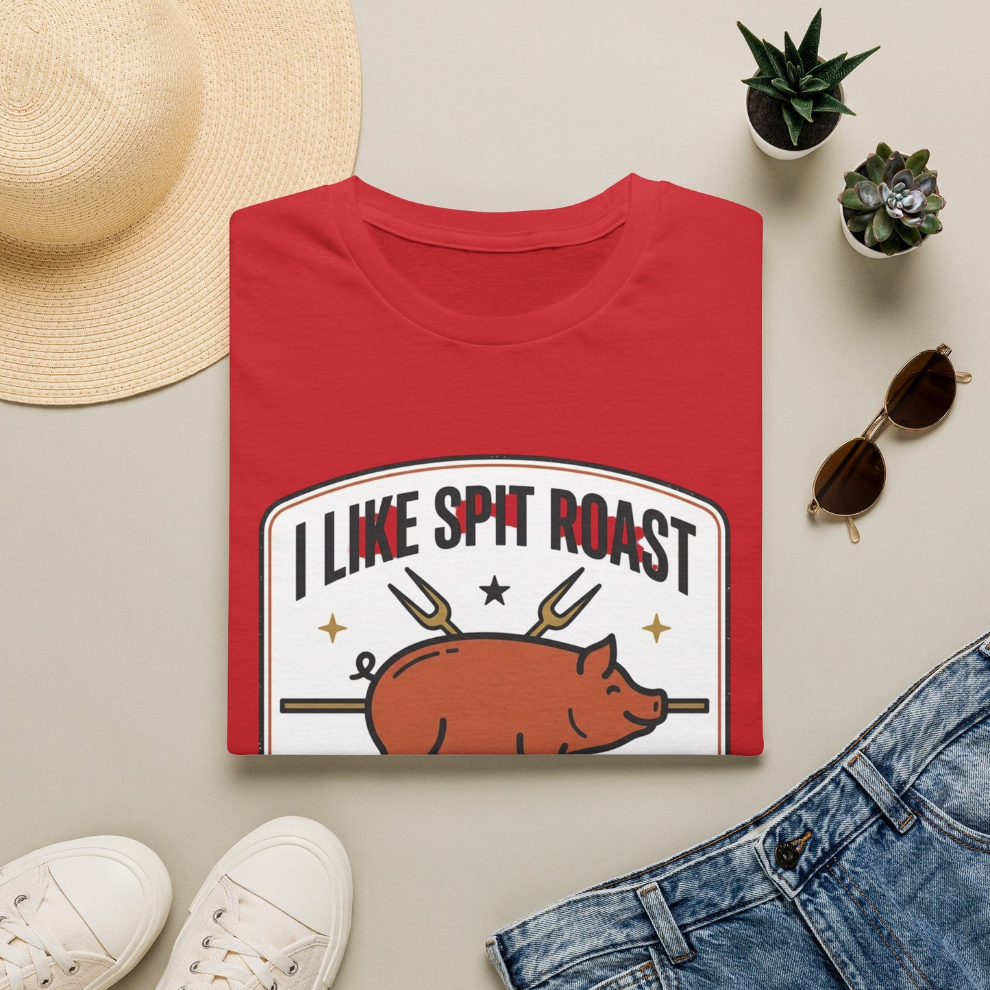 I Like Spit Roast T-Shirt — Retro BBQ Pig Tee for Grill Lovers