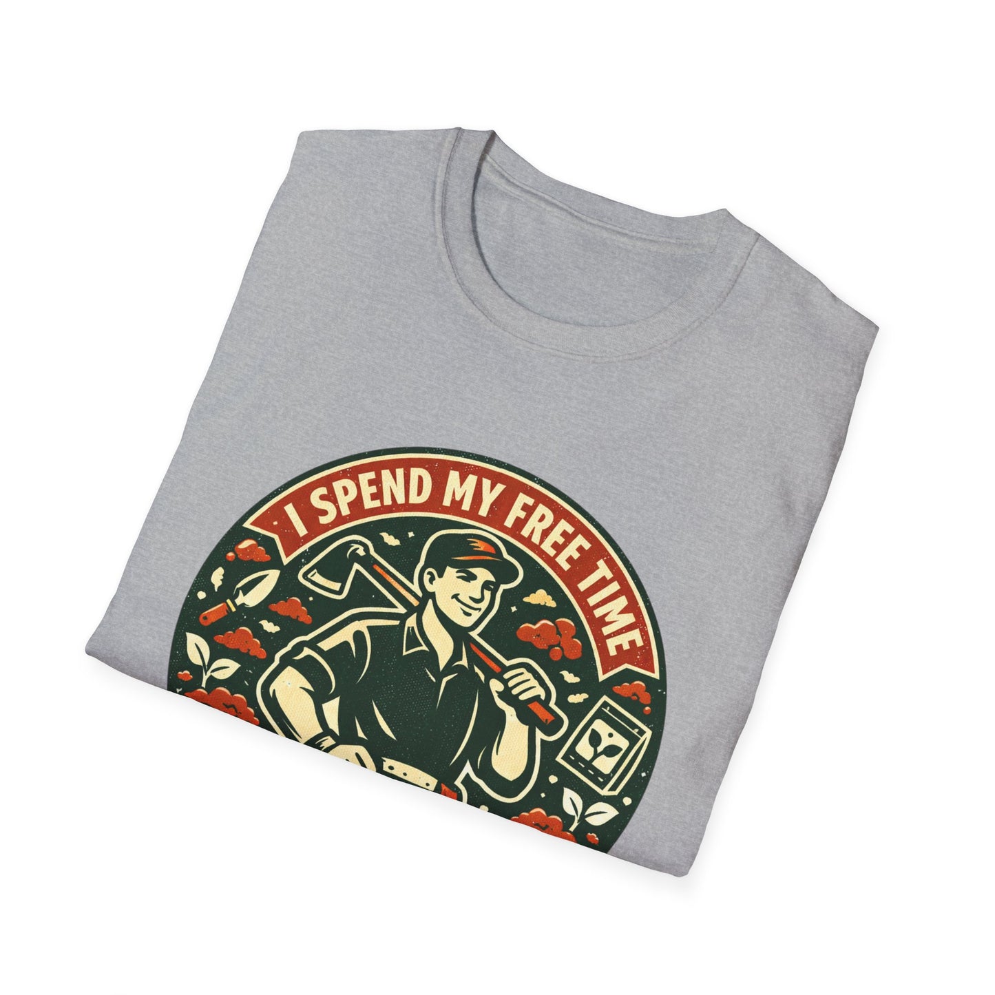 Gardener T-Shirt — “I Spend My Free Time With Hoes & Dirt Bags” Retro Gardening Tee