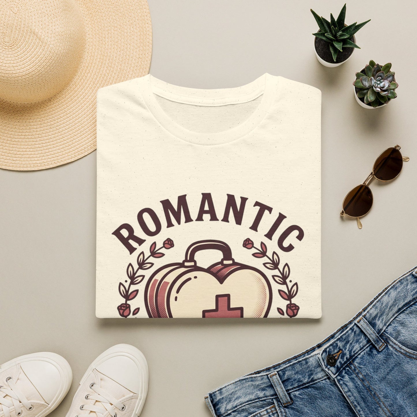 Romantic Provider T-Shirt — Heart Medical Badge Vintage Nurse Love Tee