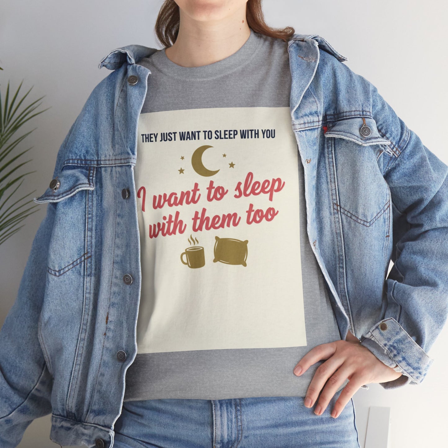 Sleepy Cats T-Shirt — "I Want to Sleep with Them Too" Cute Nighttime Pet Tee