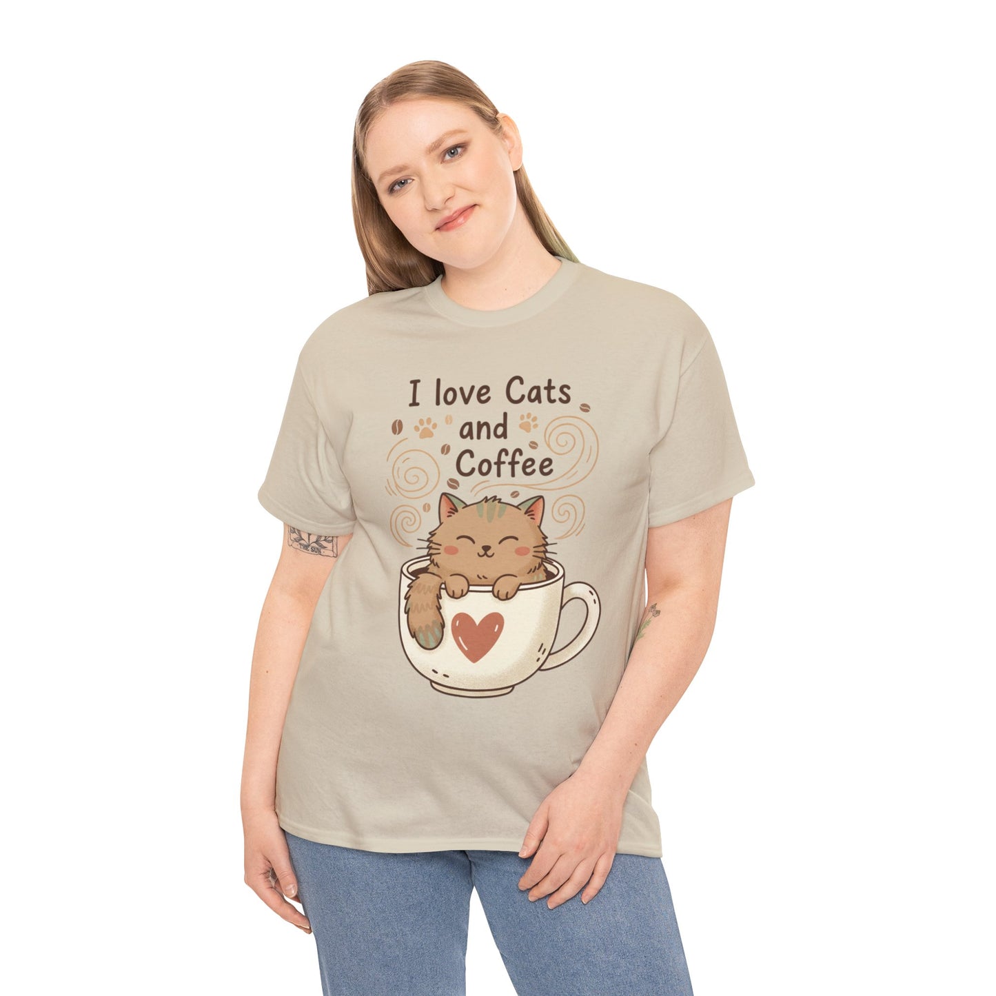 Cat and Coffee T‑Shirt — "I Love Cats and Coffee" Cute Cat in Mug Tee
