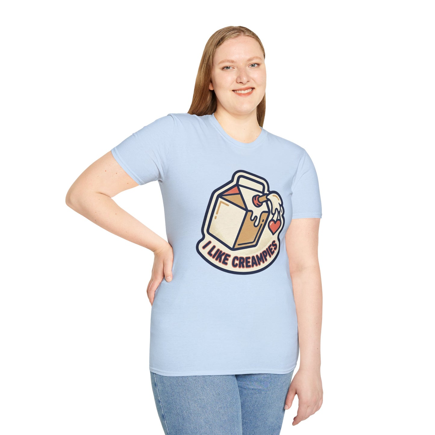 Cream Pie Cartoon T-Shirt — "I Like Creampies" Retro Milk Carton Graphic Tee