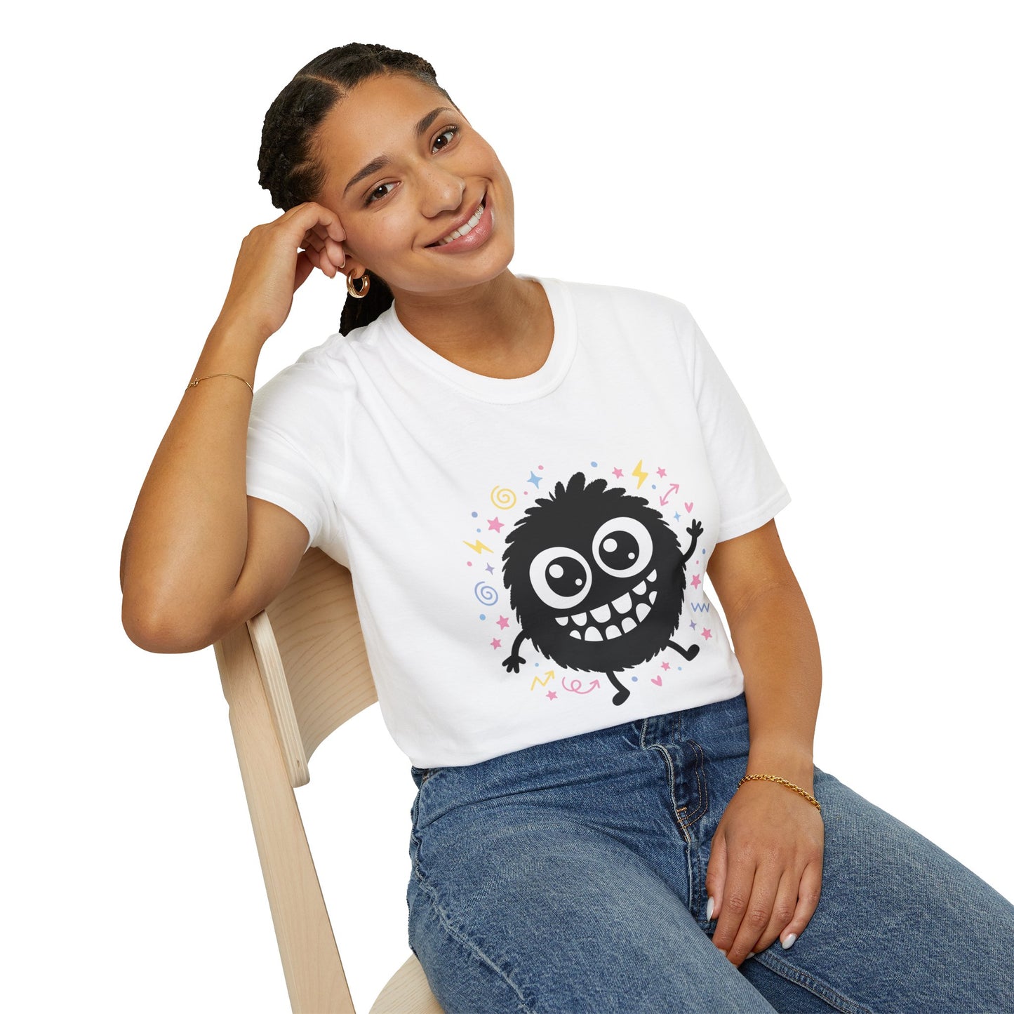 Cute Fuzzy Monster T-Shirt — Playful Cartoon Graphic Tee for Kids & Adults