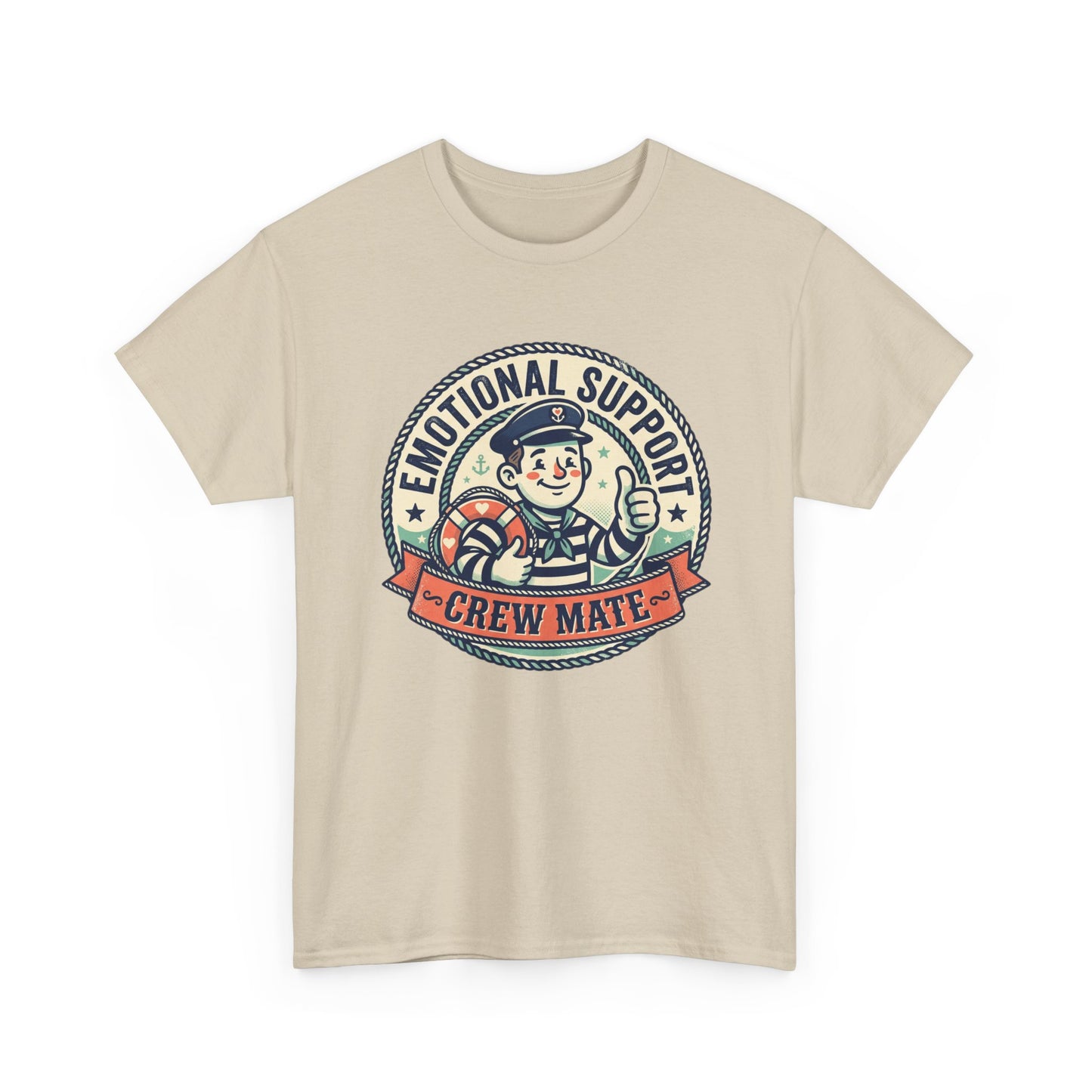 Emotional Support Crew Mate T‑Shirt — Retro Nautical Crewmate Tee Printify