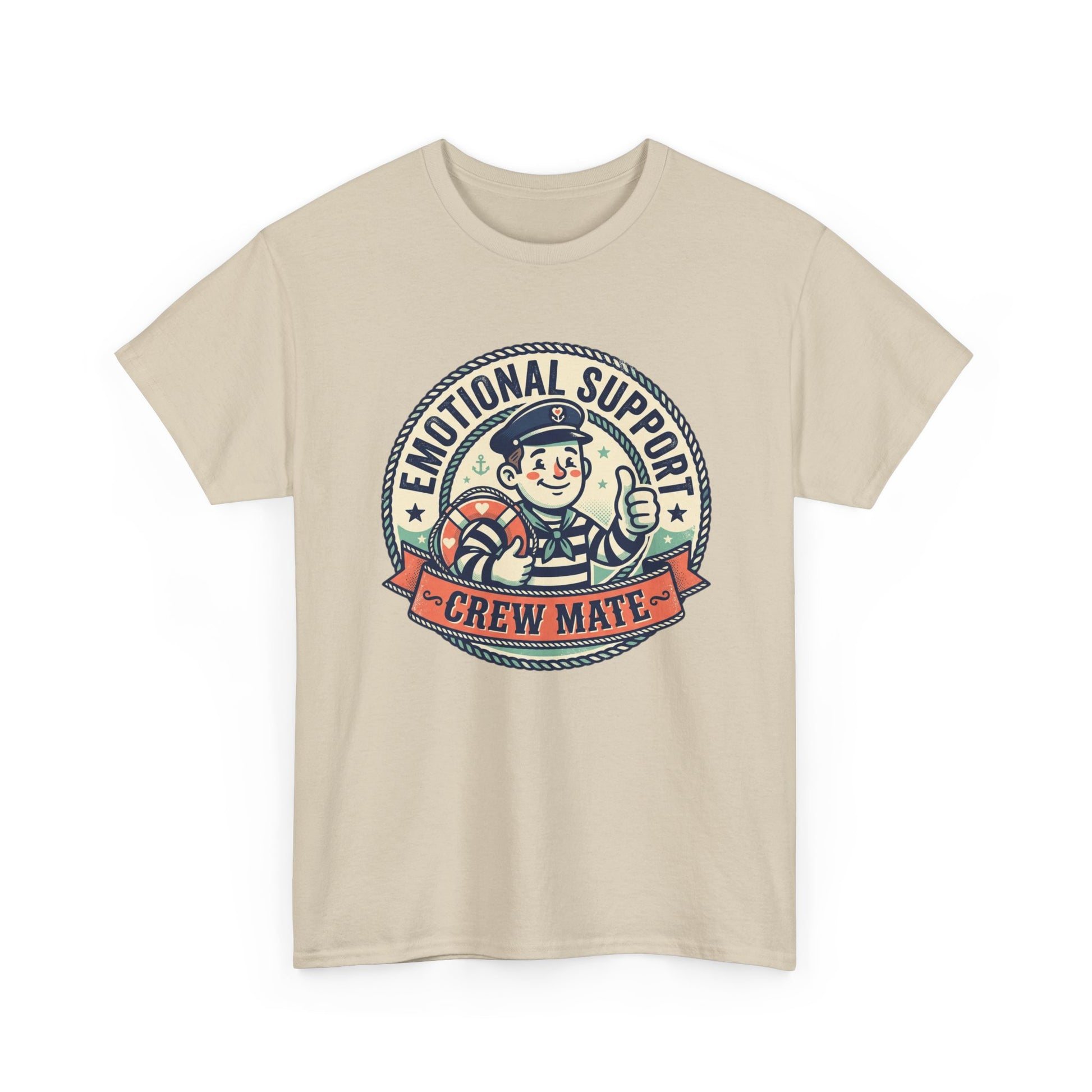 Emotional Support Crew Mate T‑Shirt — Retro Nautical Crewmate Tee Printify