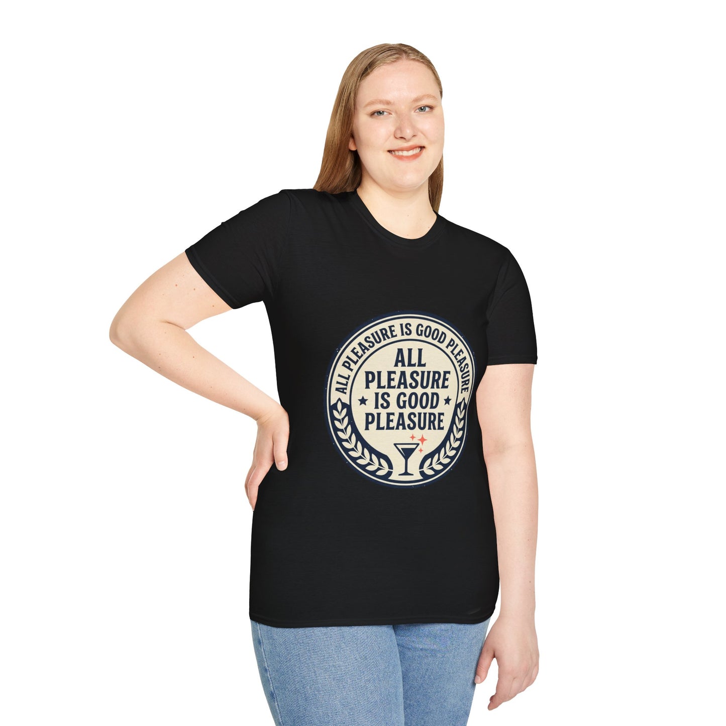 "All Pleasure Is Good Pleasure" Vintage Badge Tee