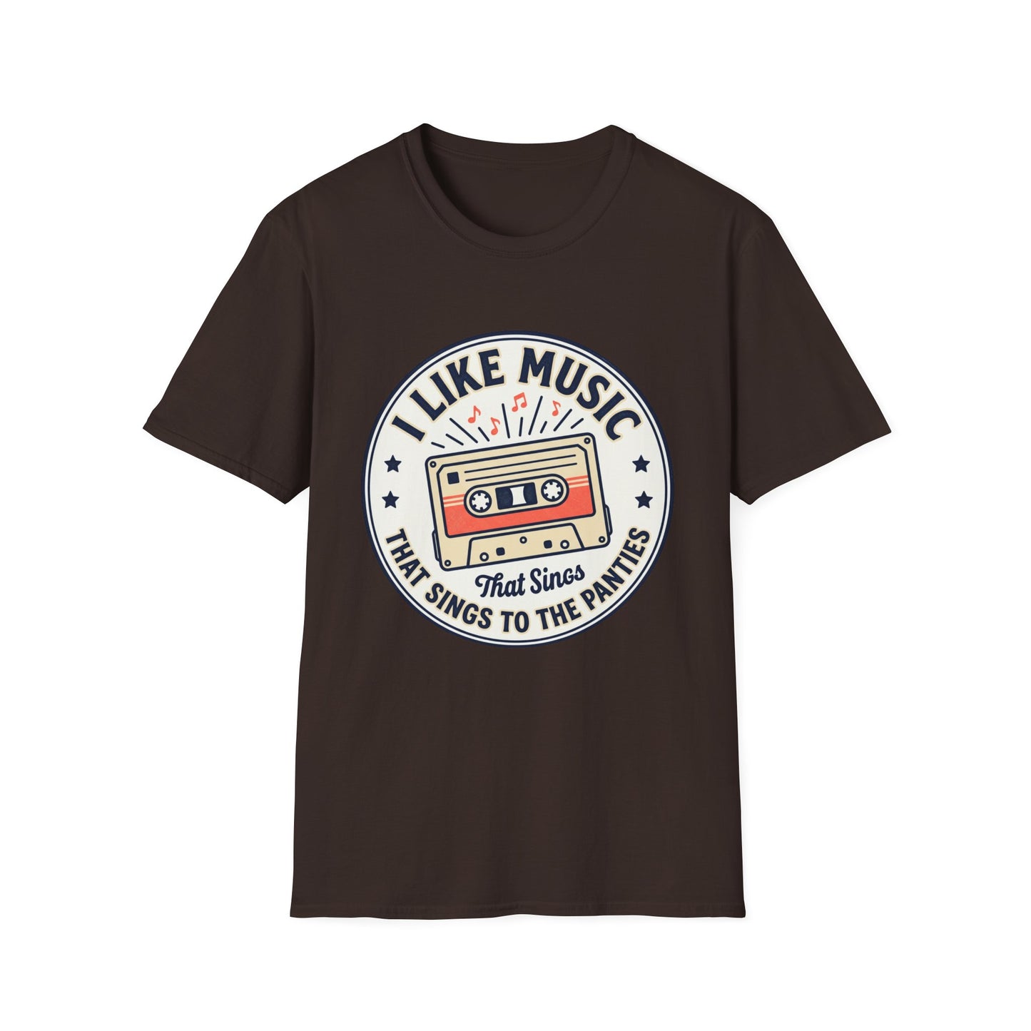 Retro Cassette T-Shirt — "I Like Music That Sings to the Pants" Vintage Music Tee