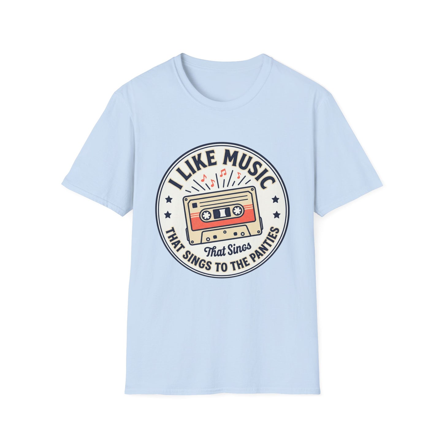 Retro Cassette T-Shirt — "I Like Music That Sings to the Pants" Vintage Music Tee
