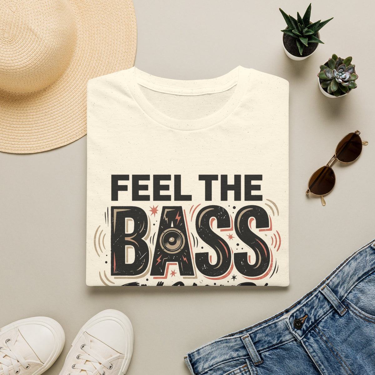 Feel the Bass In Your Face T-Shirt — Graphic Music Lover Tee