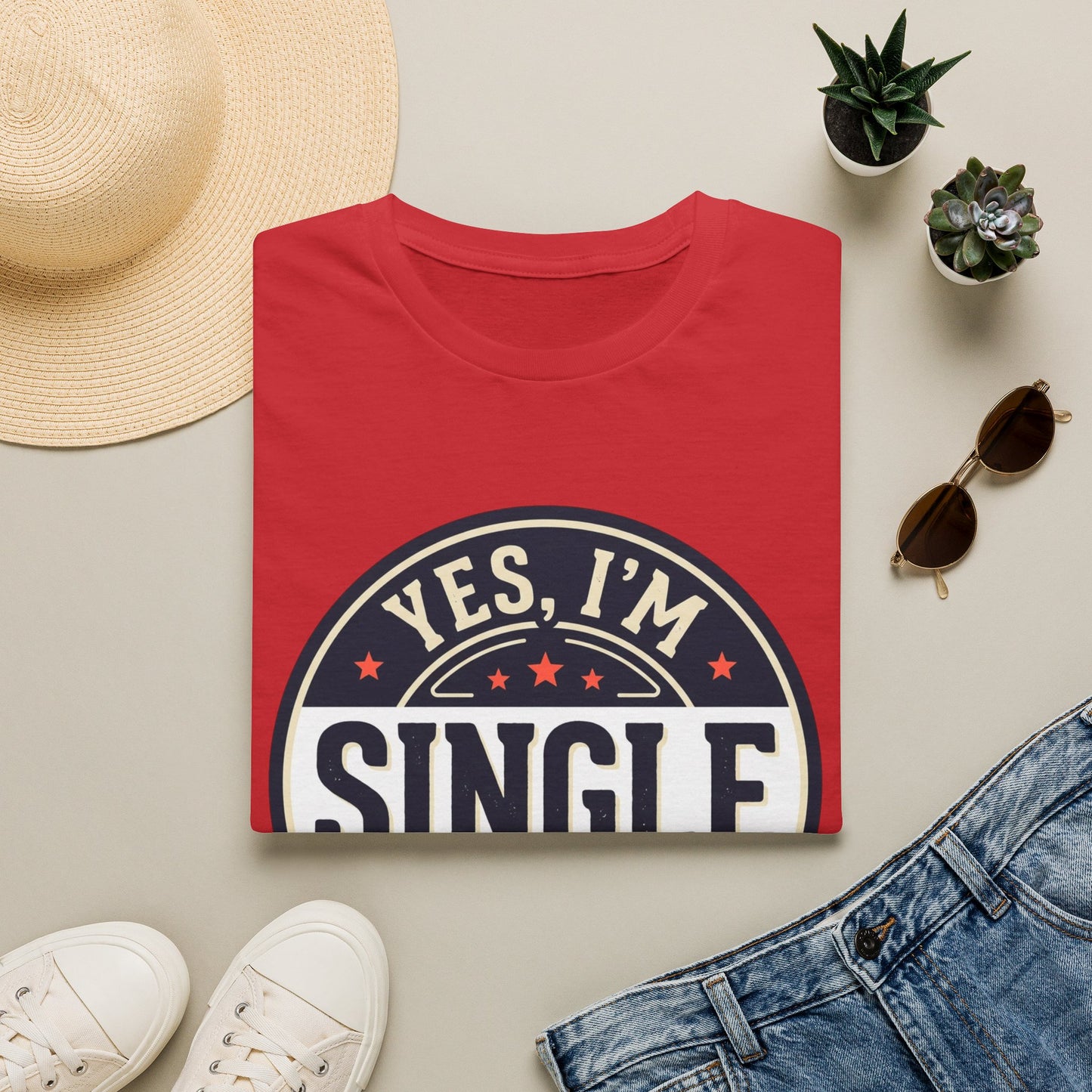 "Yes, I’m Single" Graphic Tee - Single Badge T-Shirt