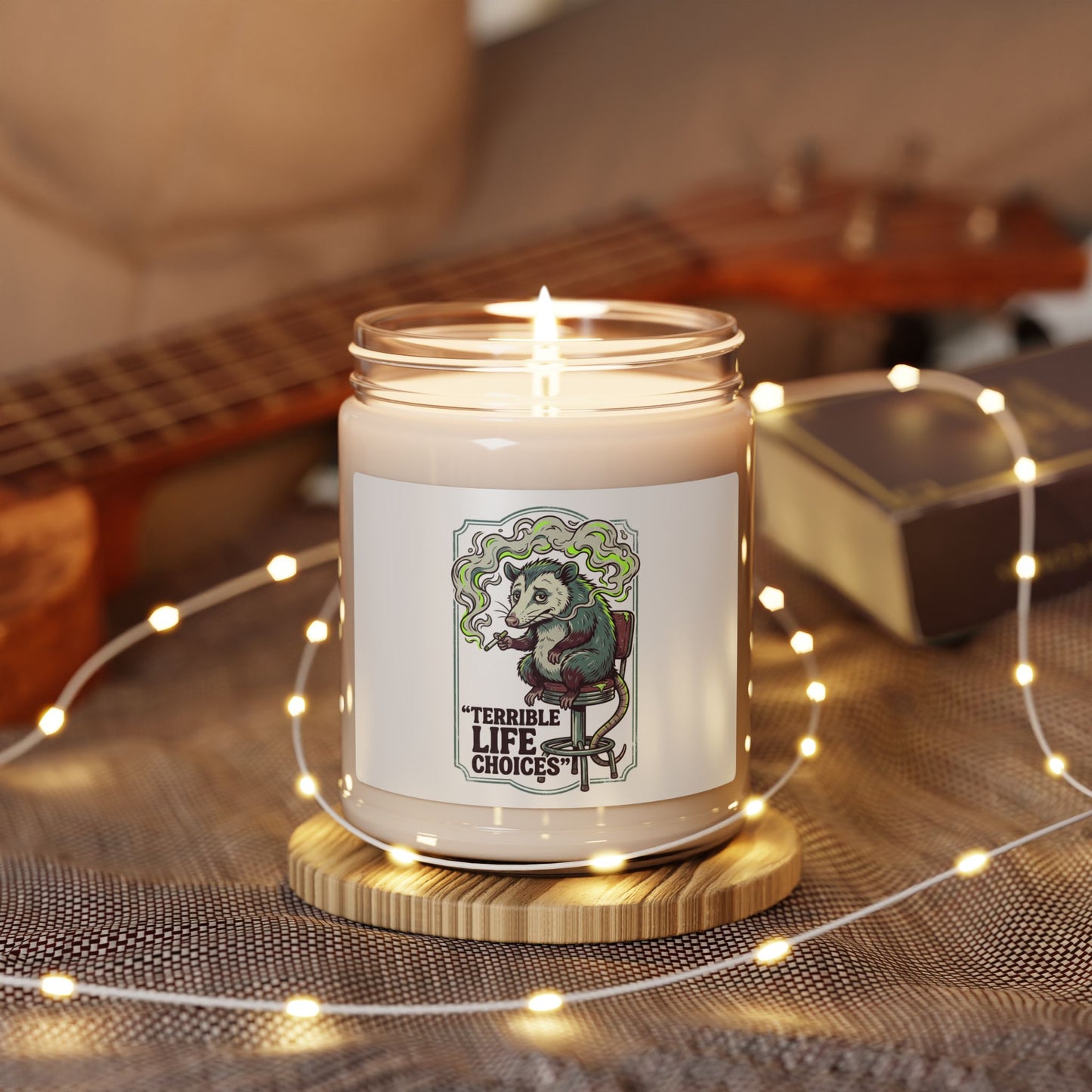 “Terrible Life Choices” Possum Candle | Animal Smoking, Absurdist Alt Soy Candle