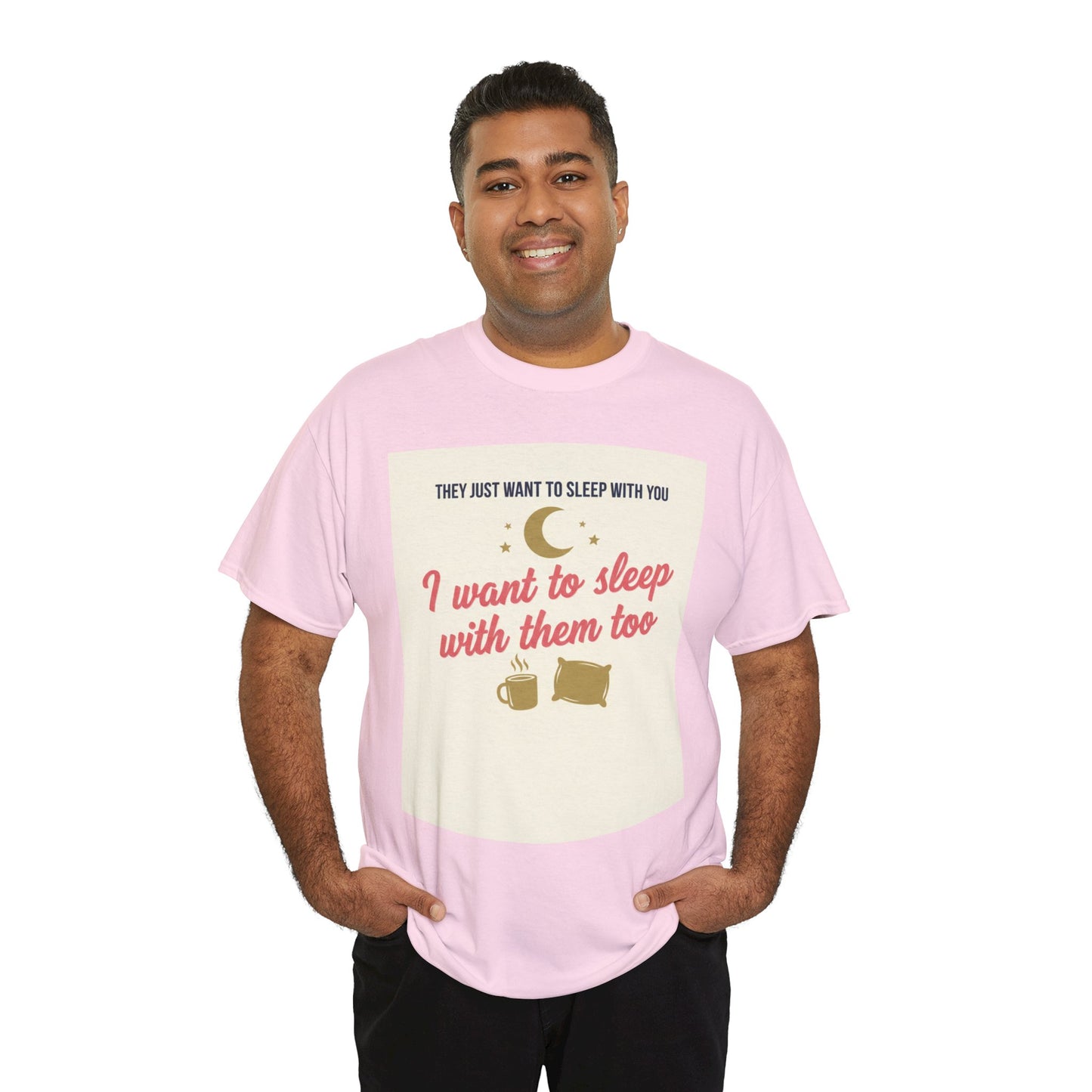 Sleepy Cats T-Shirt — "I Want to Sleep with Them Too" Cute Nighttime Pet Tee