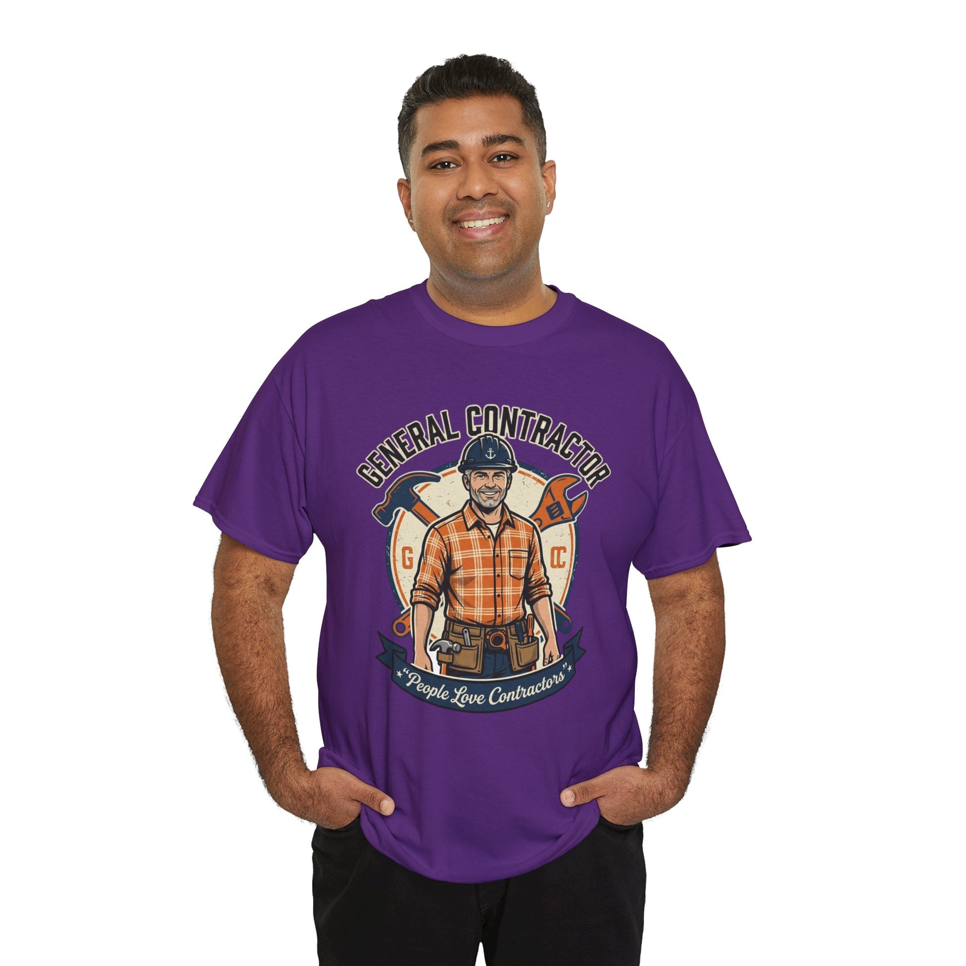 General Contractor T-Shirt — Vintage Construction Worker Logo Tee Printify