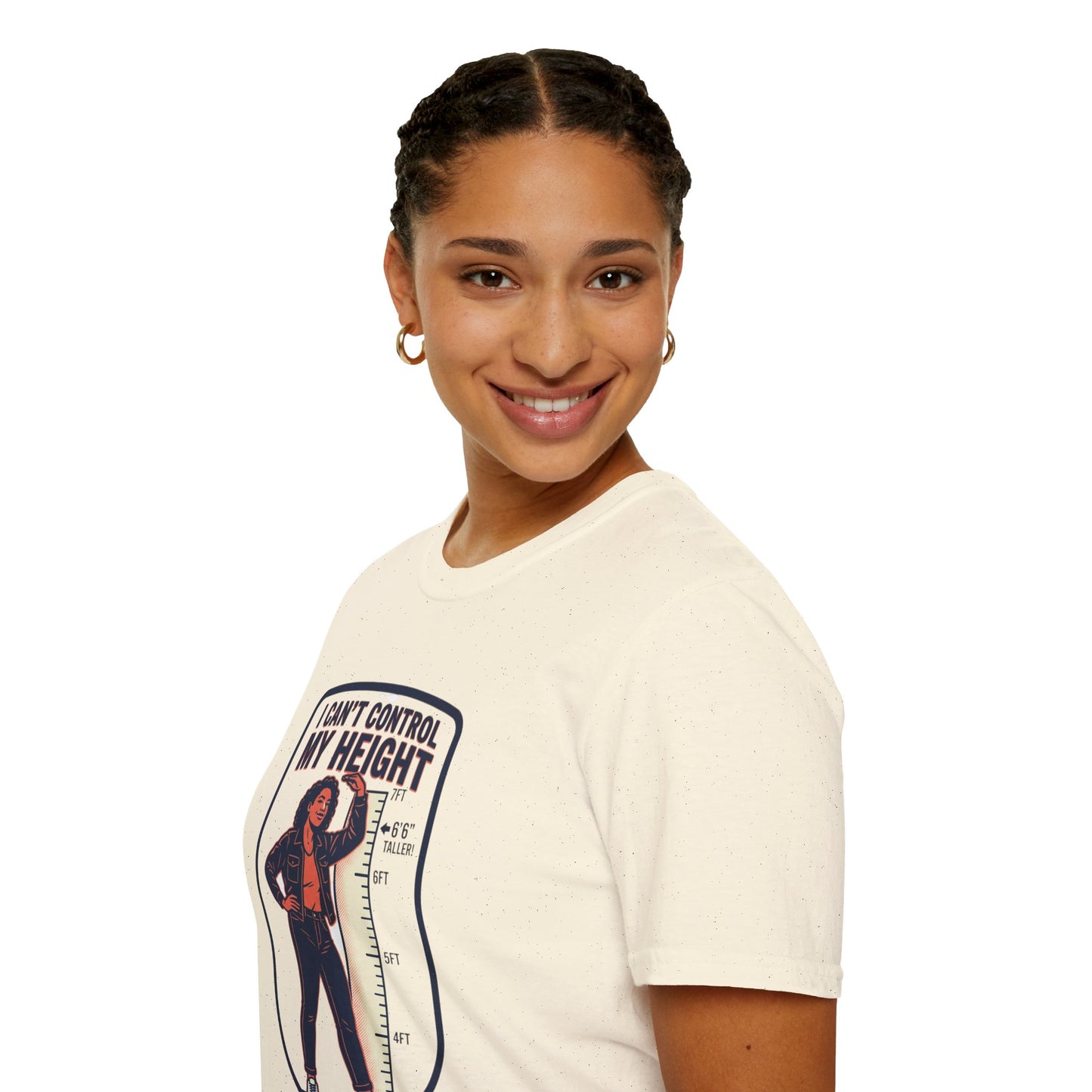 "I Can't Control My Height" Funny Tall Woman Graphic Tee