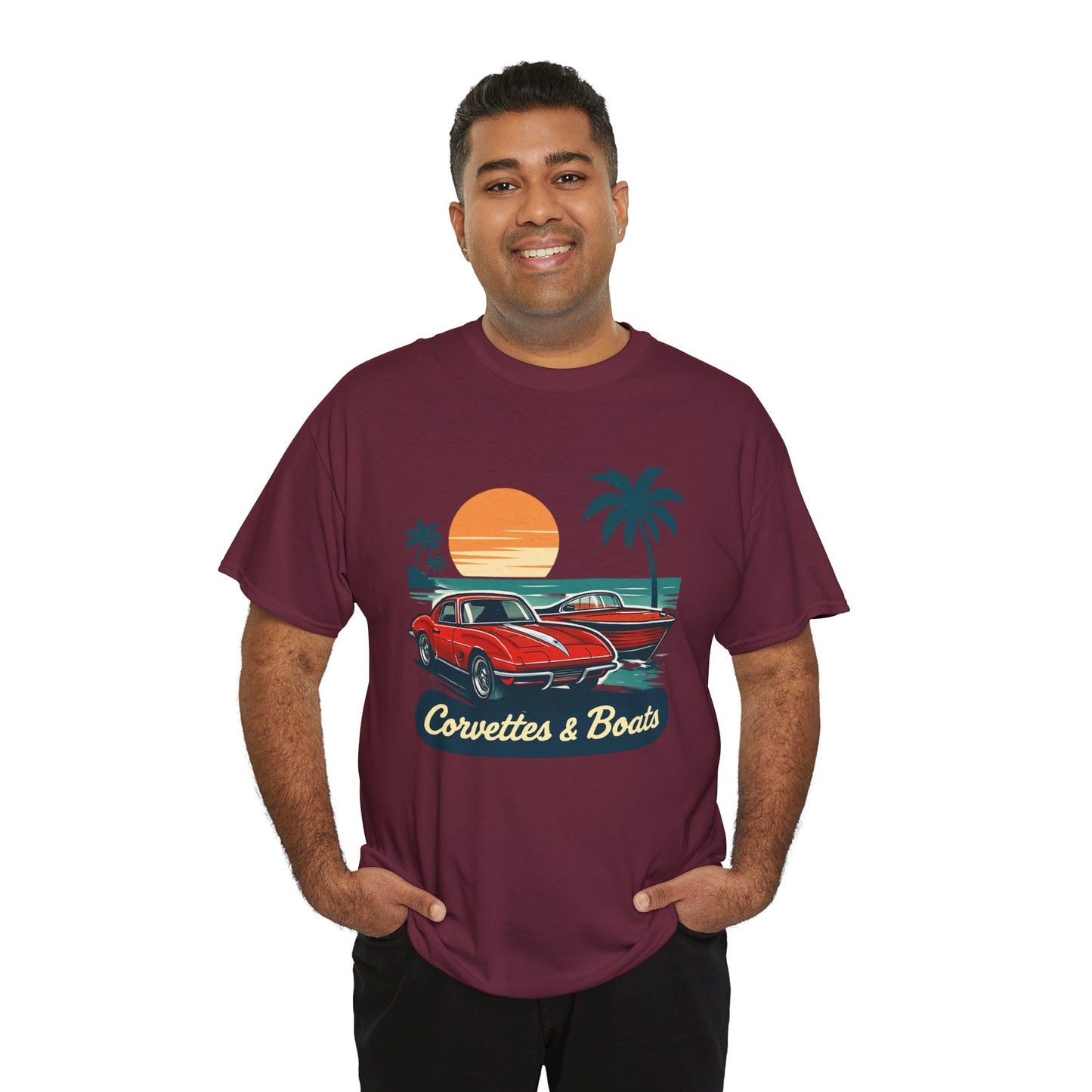 Corvettes & Boats Retro Sunset T‑Shirt