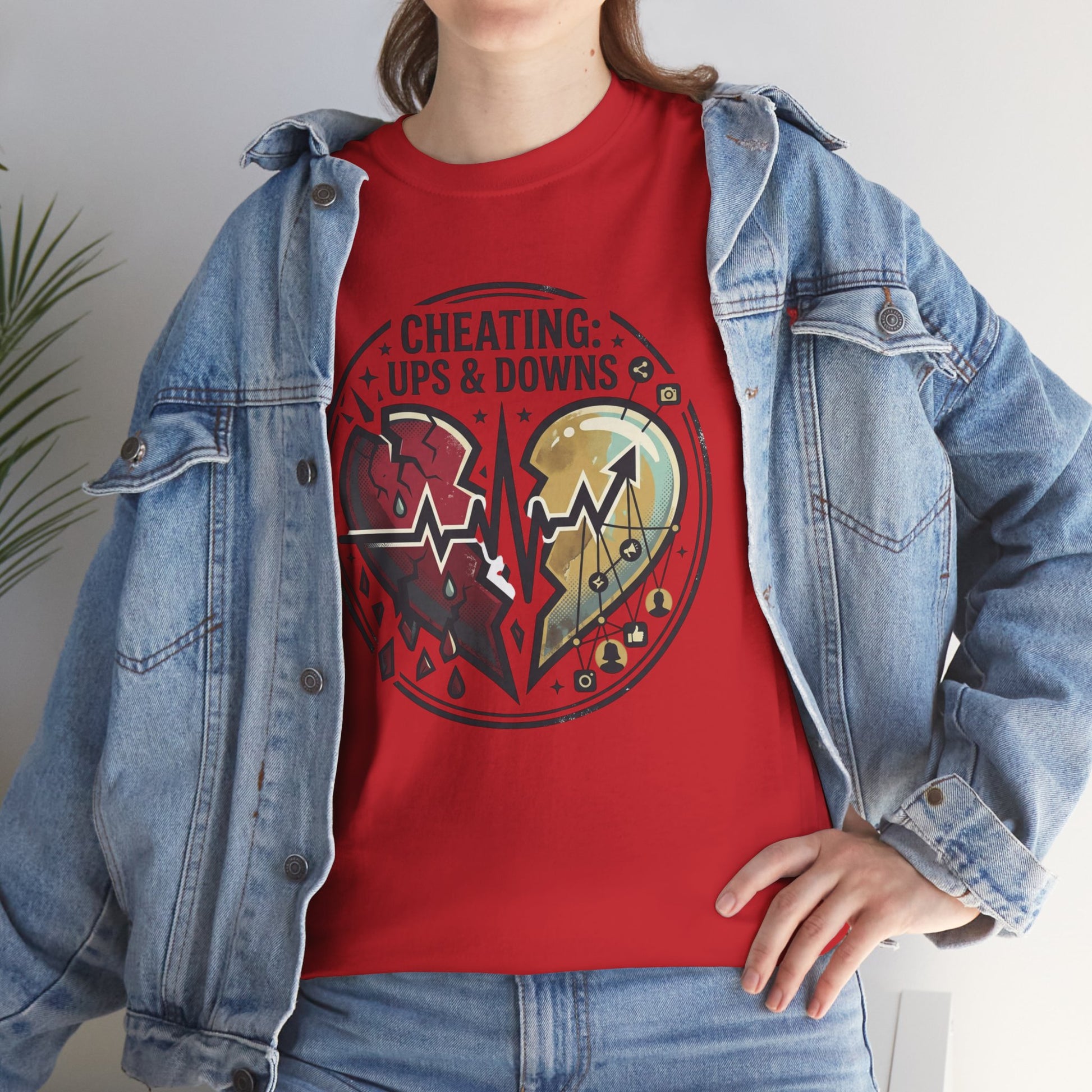 Cheating: Ups & Downs Broken Heart Graphic Tee Printify