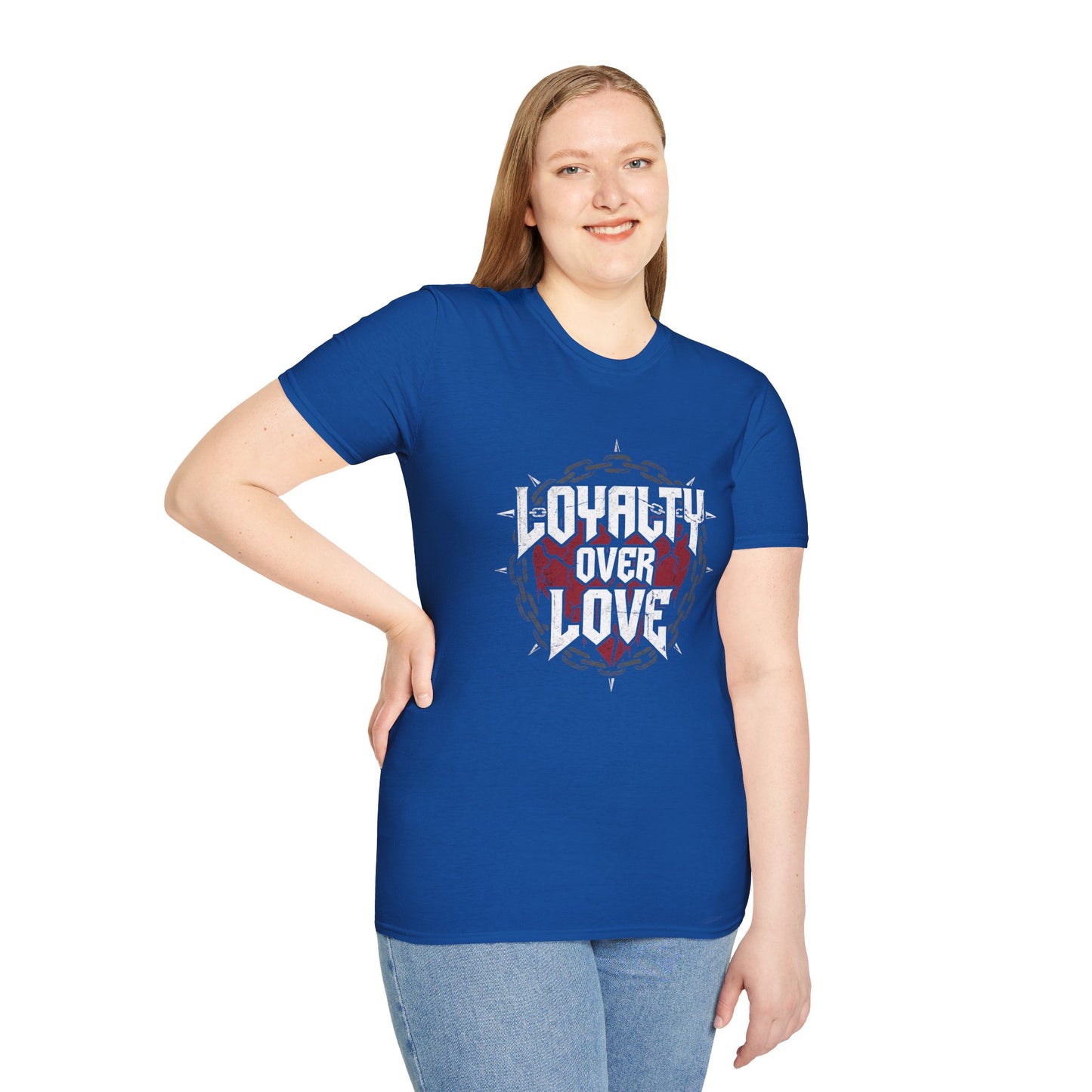 Loyalty Over Love T-Shirt — Edgy Heart & Chain Graphic Tee