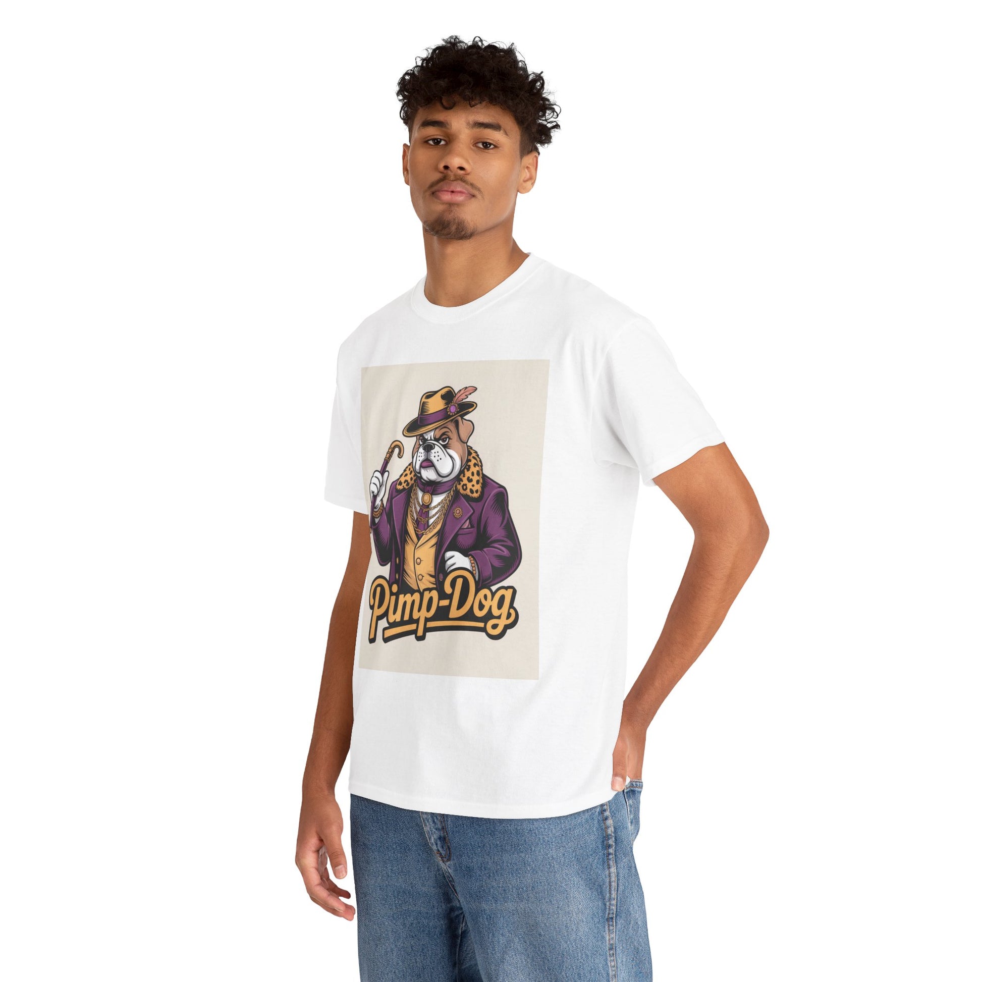 Pimp-Dog Graphic Tee — Retro Bulldog Character Shirt Printify