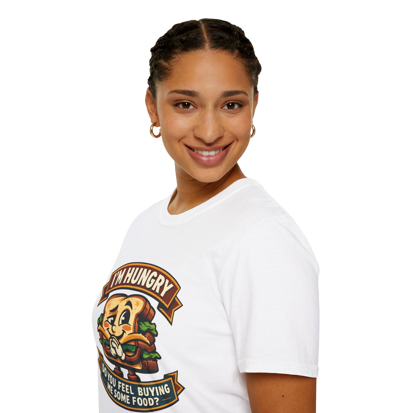 I'm Hungry Burger Graphic T-Shirt — "Do You Feel Buying Me Some Food?" Funny Foodie Tee